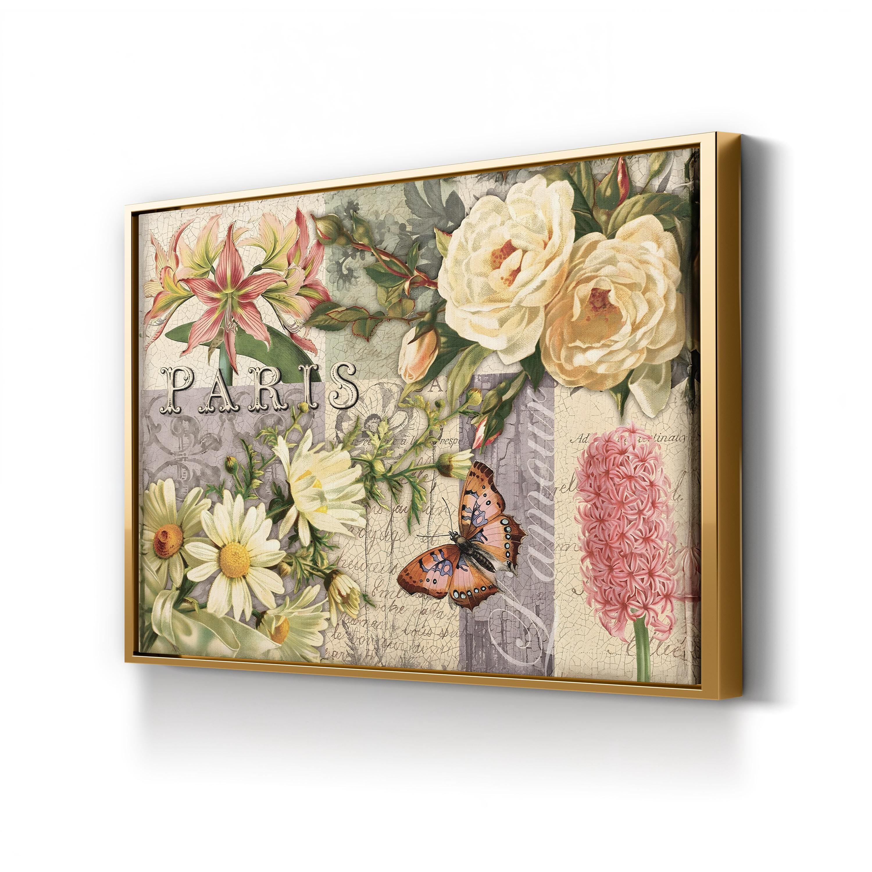 Vintage Paris Floral Bouquet – Period Illustration Wall Art | Botanical Canvas Print