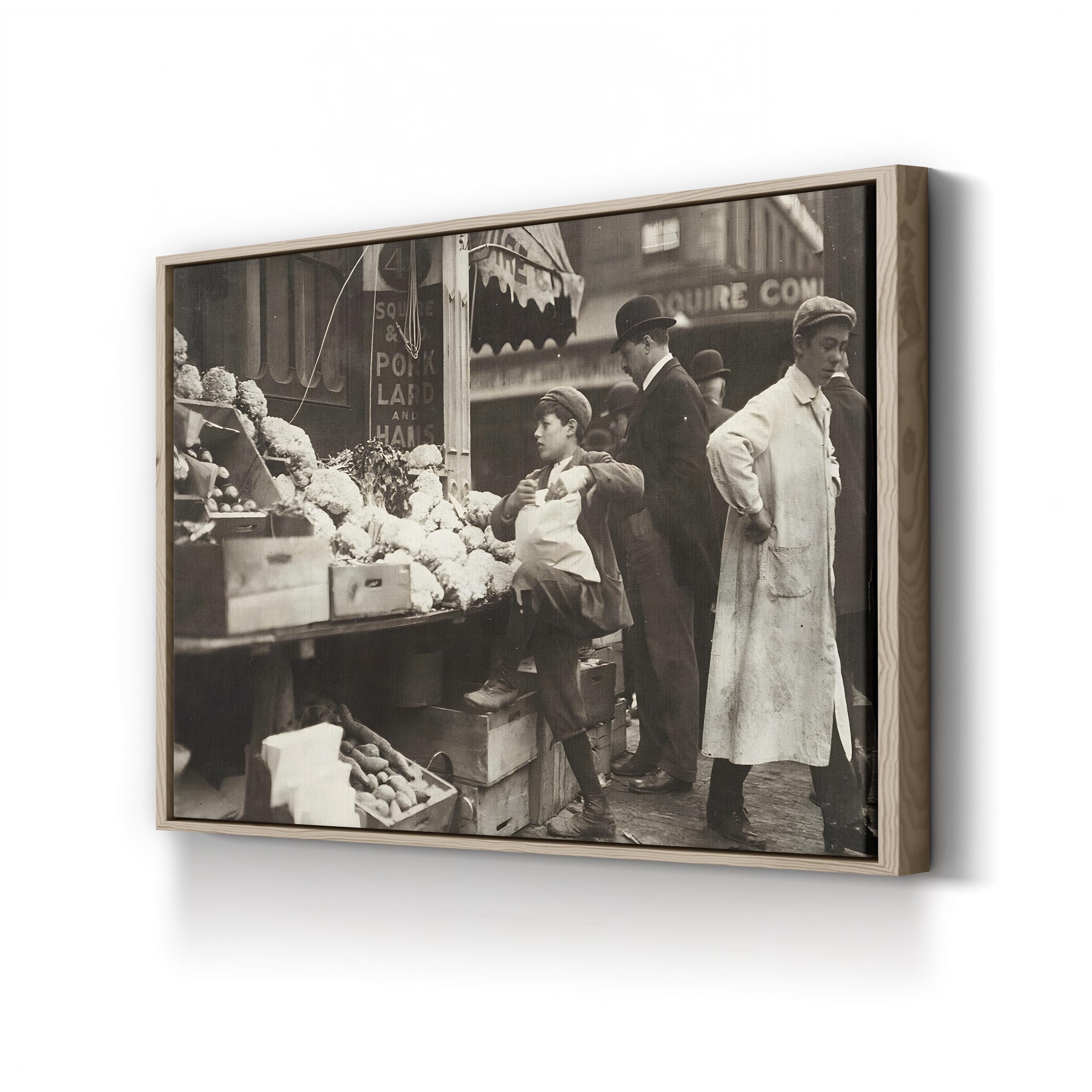 Boy Working At A Produce Stand In Boston, Massachusetts, 1909 Wall Art by Lewis Hine