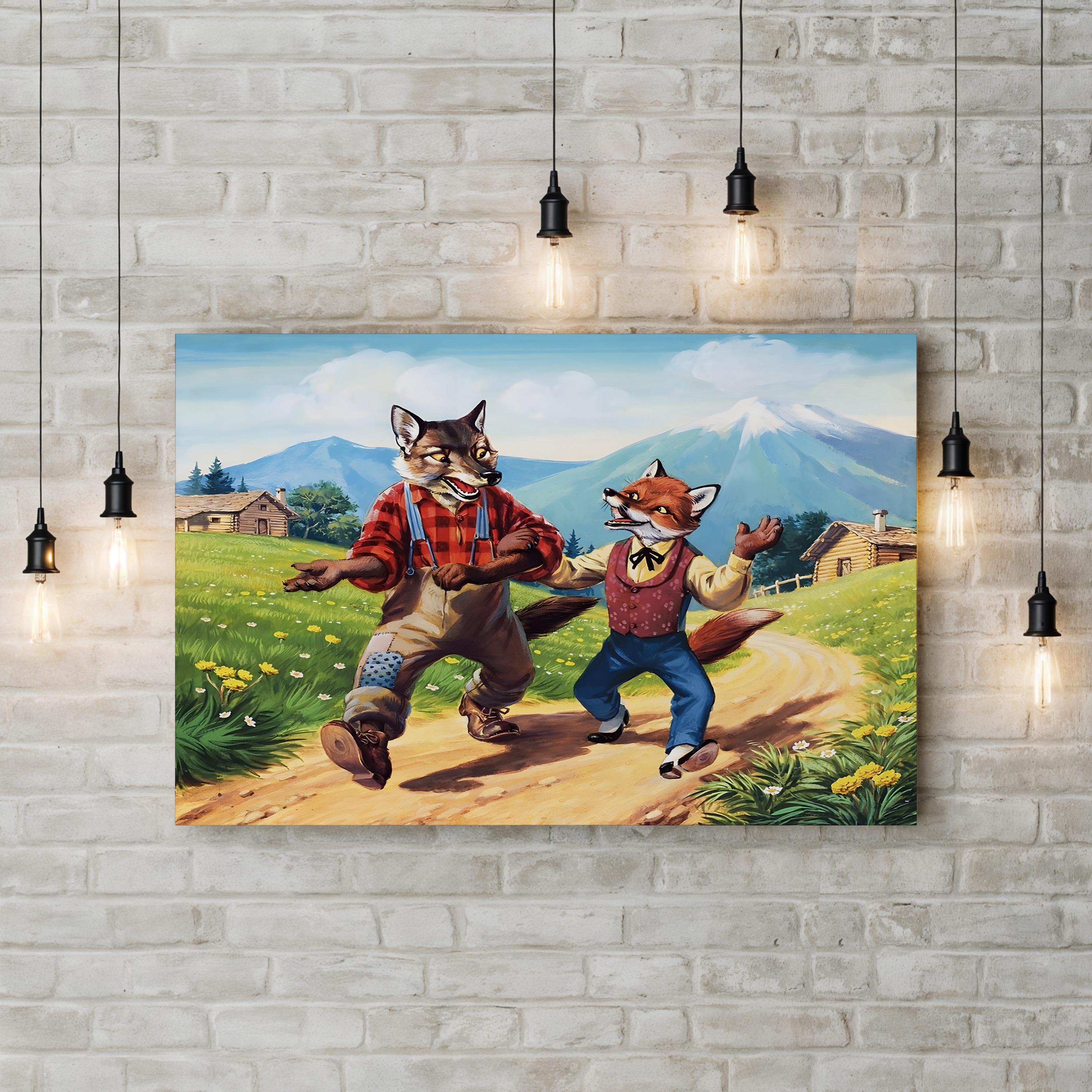 Brer Fox Walking with Brer Wolf Wall Art by Virginio Livraghi