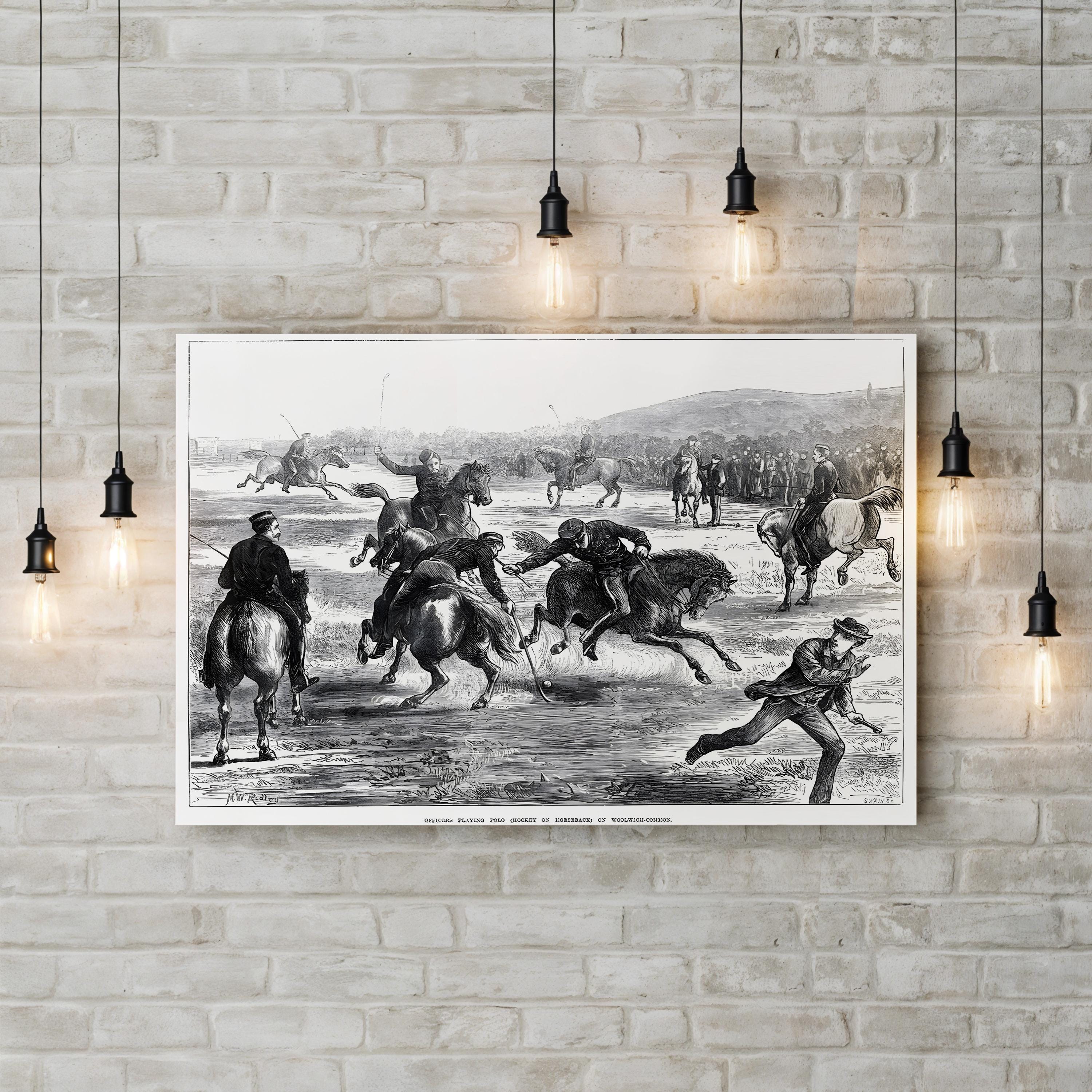 British Officers Playing Polo on Woolwich Common, London, 1872 Wall Art