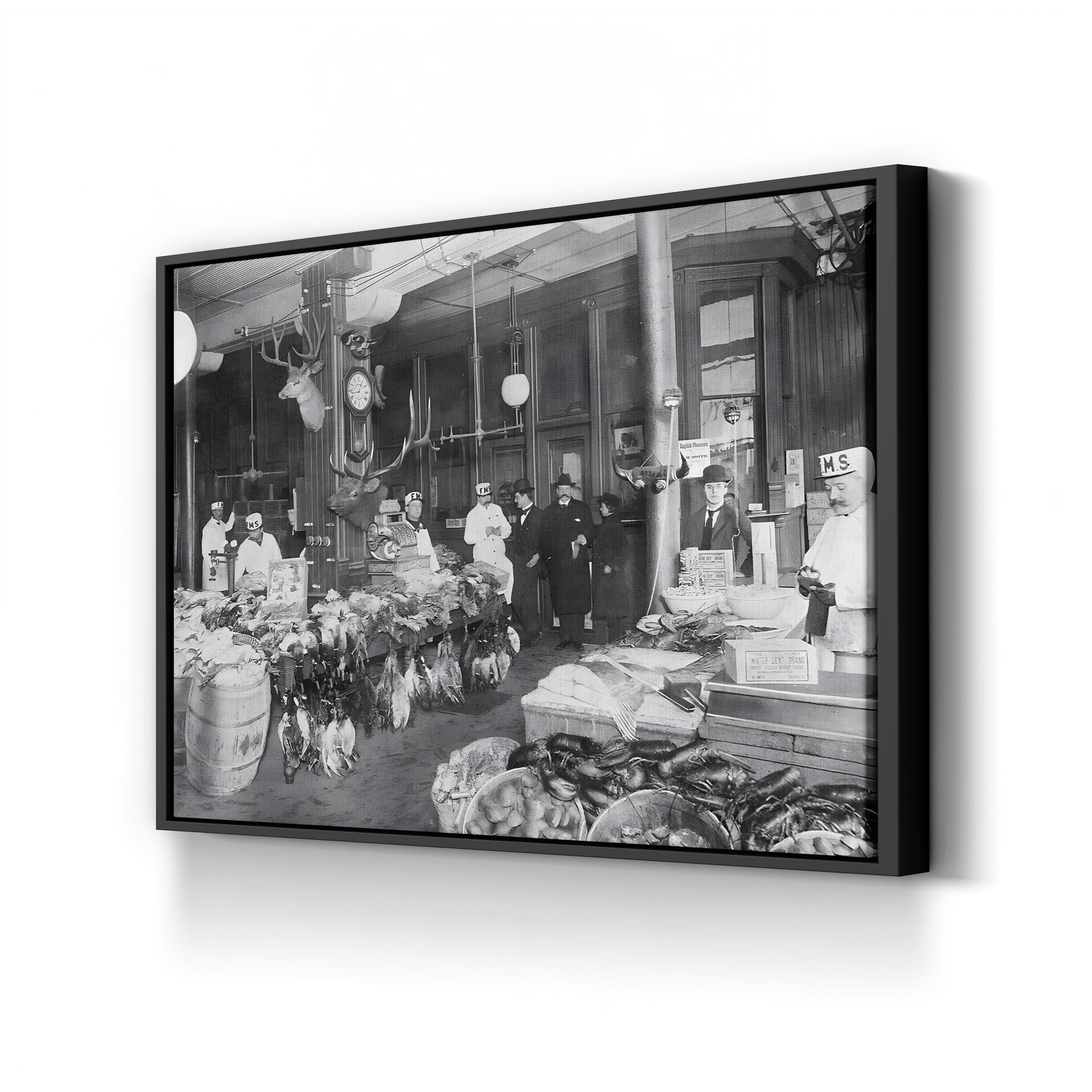 Early 1900s Butcher Shop Interior – Vintage Photography Wall Art | Rustic Kitchen Canvas Print