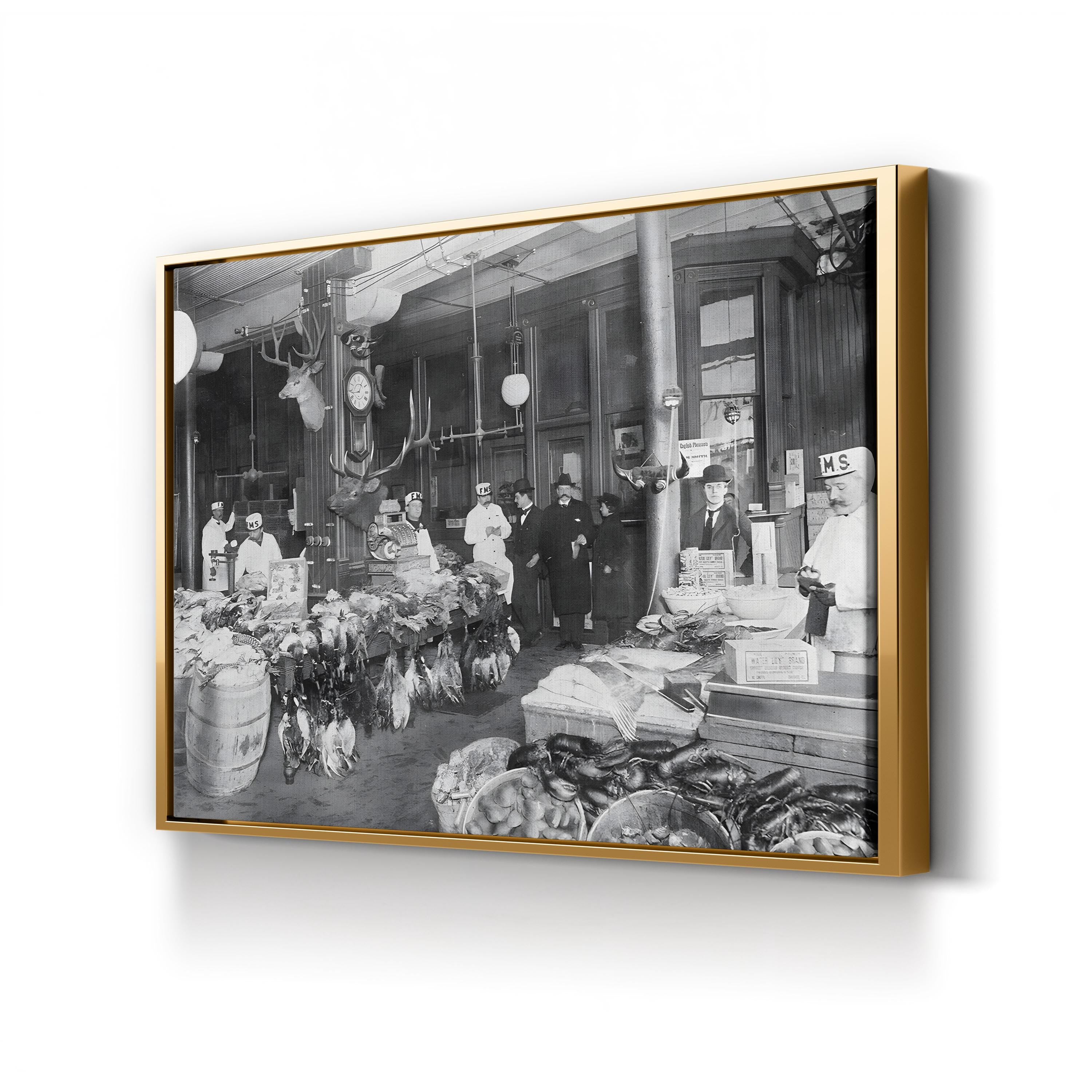 Early 1900s Butcher Shop Interior – Vintage Photography Wall Art | Rustic Kitchen Canvas Print