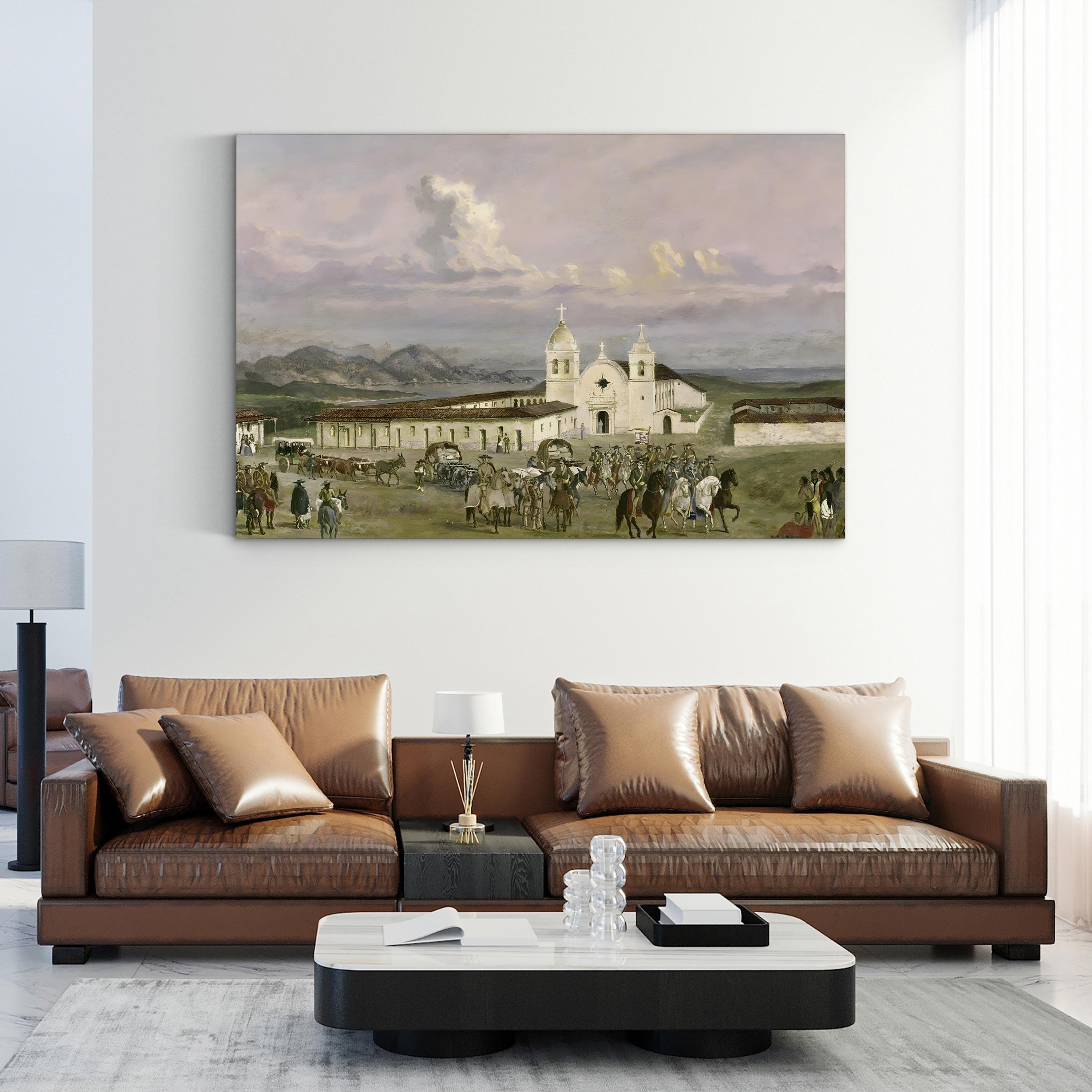 California Mission Riders – Period Illustration Wall Art | Vintage Western Canvas Print