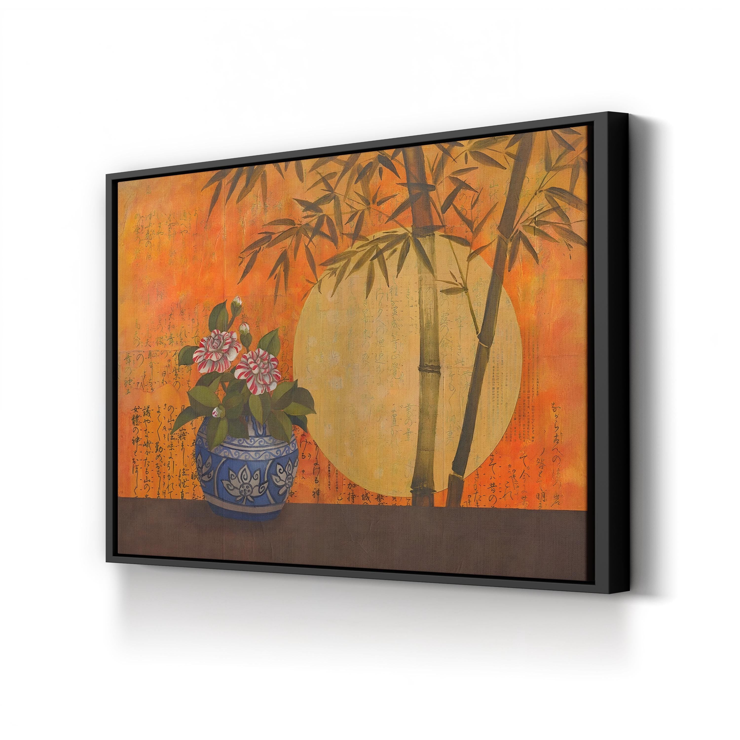 Camellia Sunrise Japanese Botanical Canvas Wall Art by Studio Voltaire