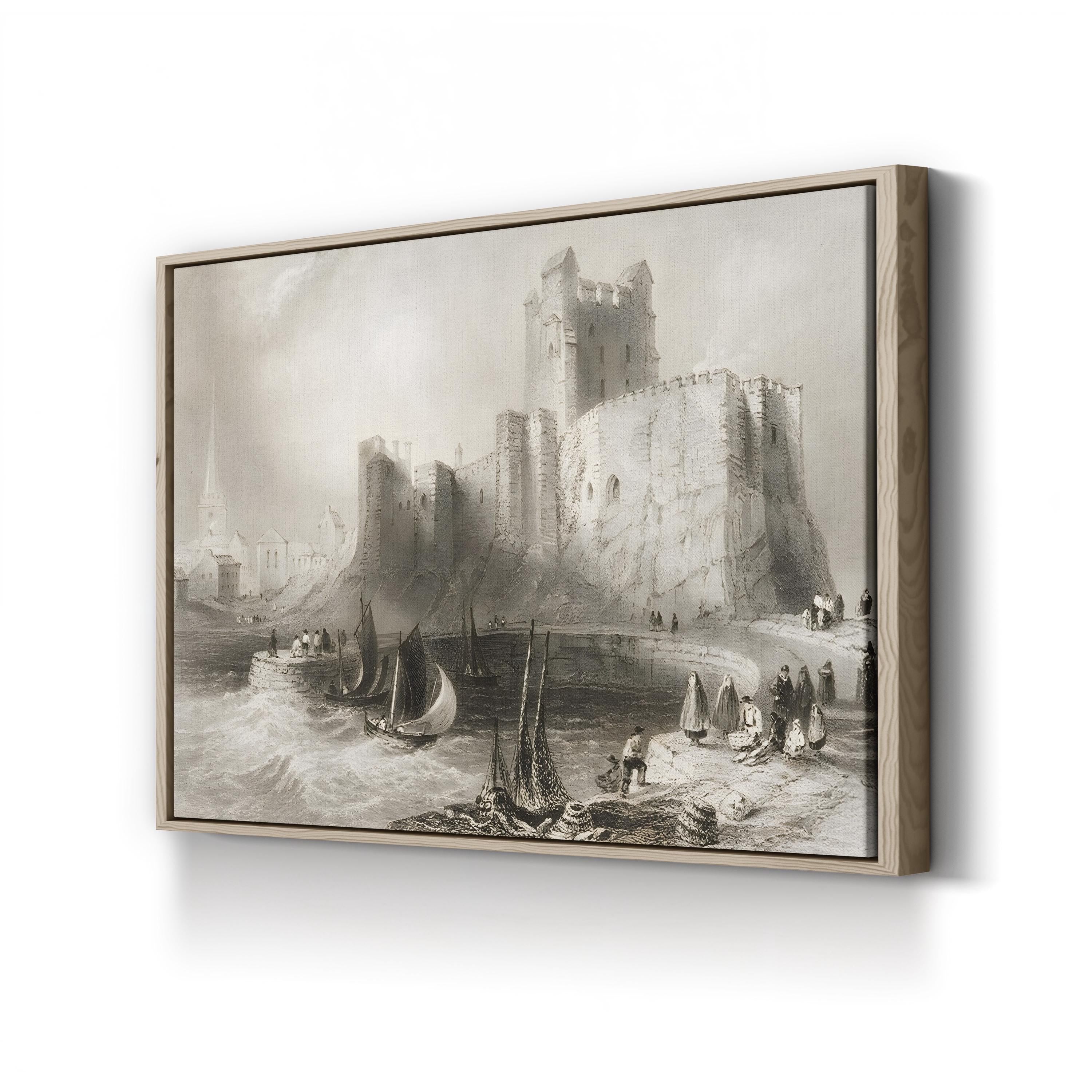 Carrickfergus Castle Canvas Print: Vintage Ireland Landscape Art