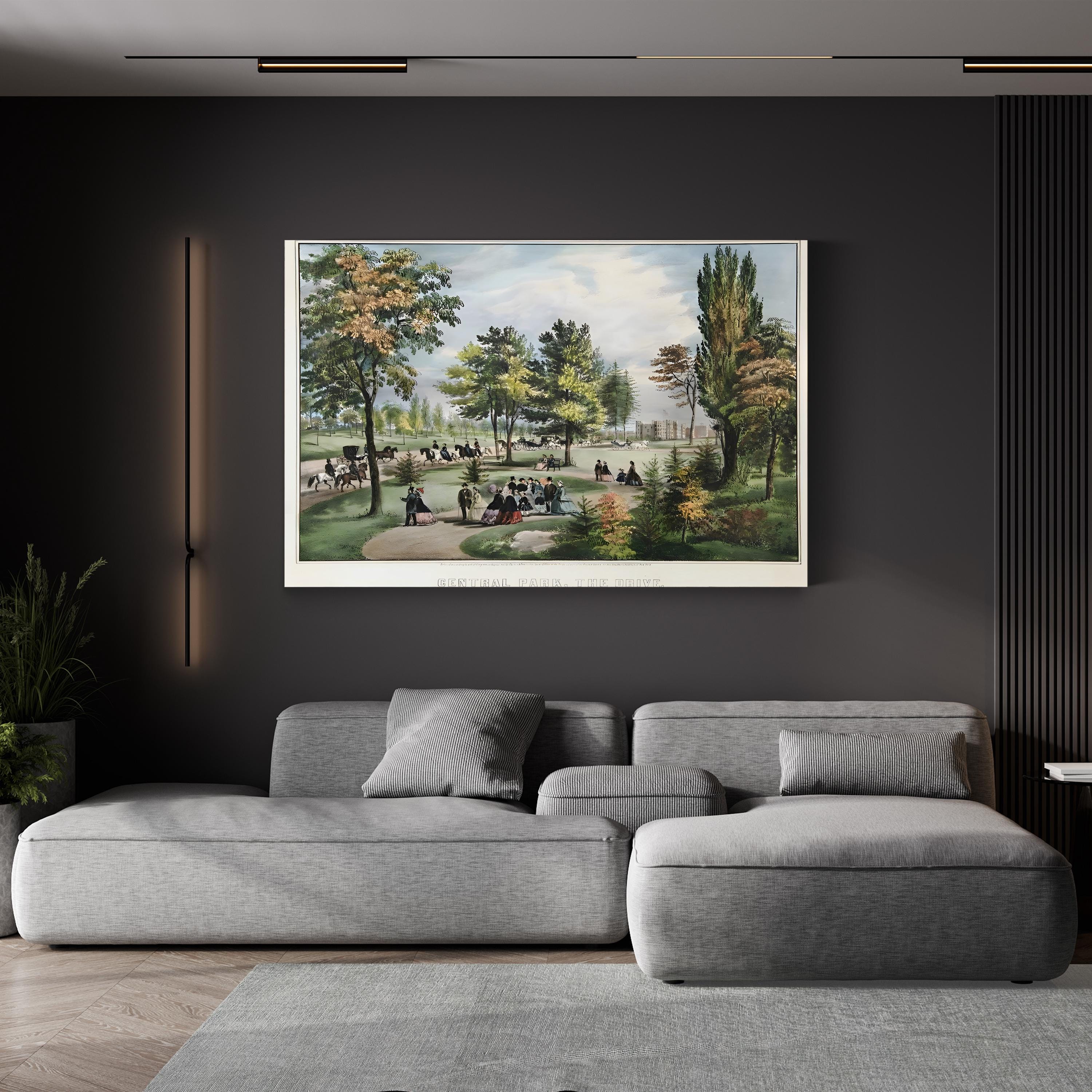 The Drive Wall Art by Currier and Ives in New York Horse-Drawn Carriages Print
