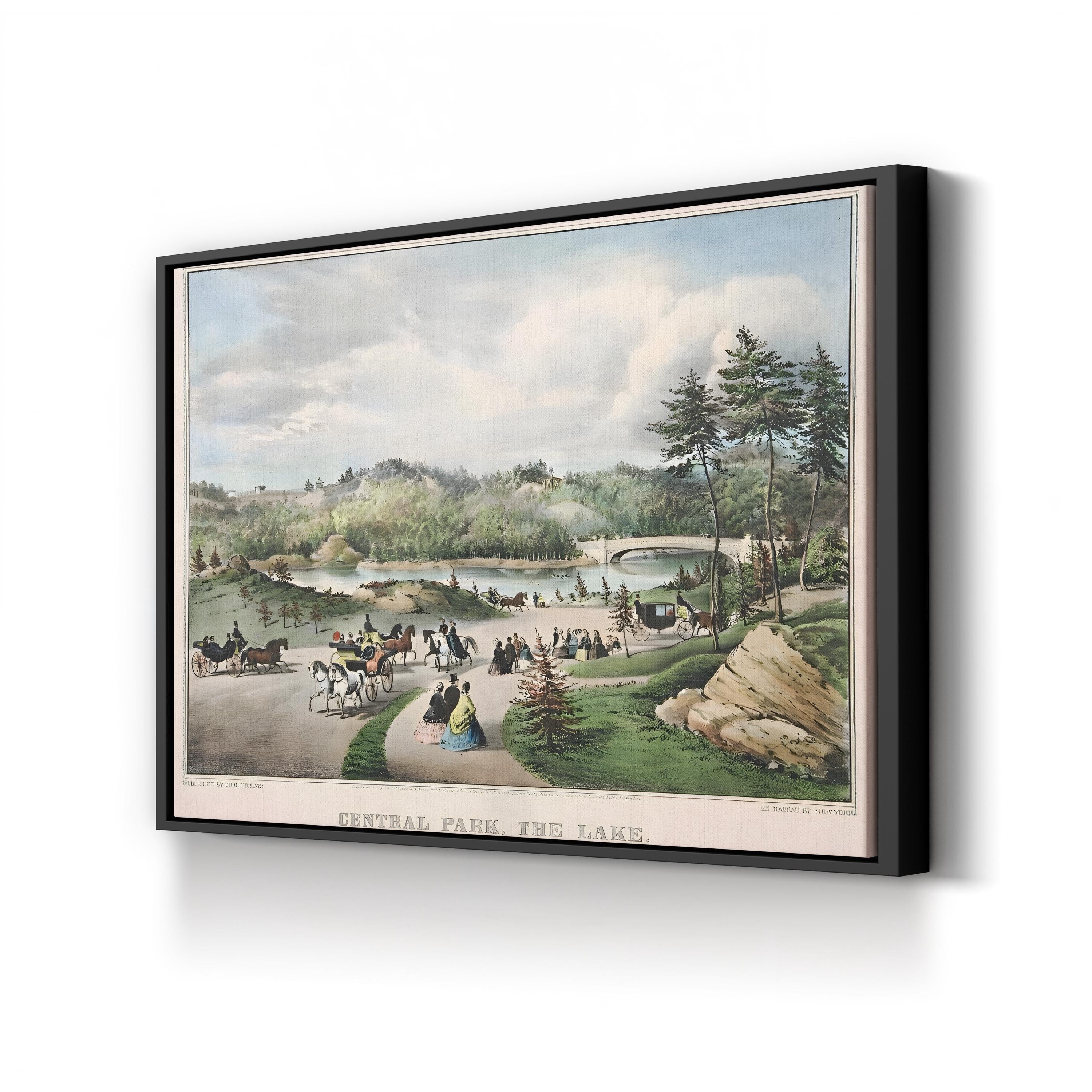 19th-Century Central Park Lake Pastoral Scene Canvas Print