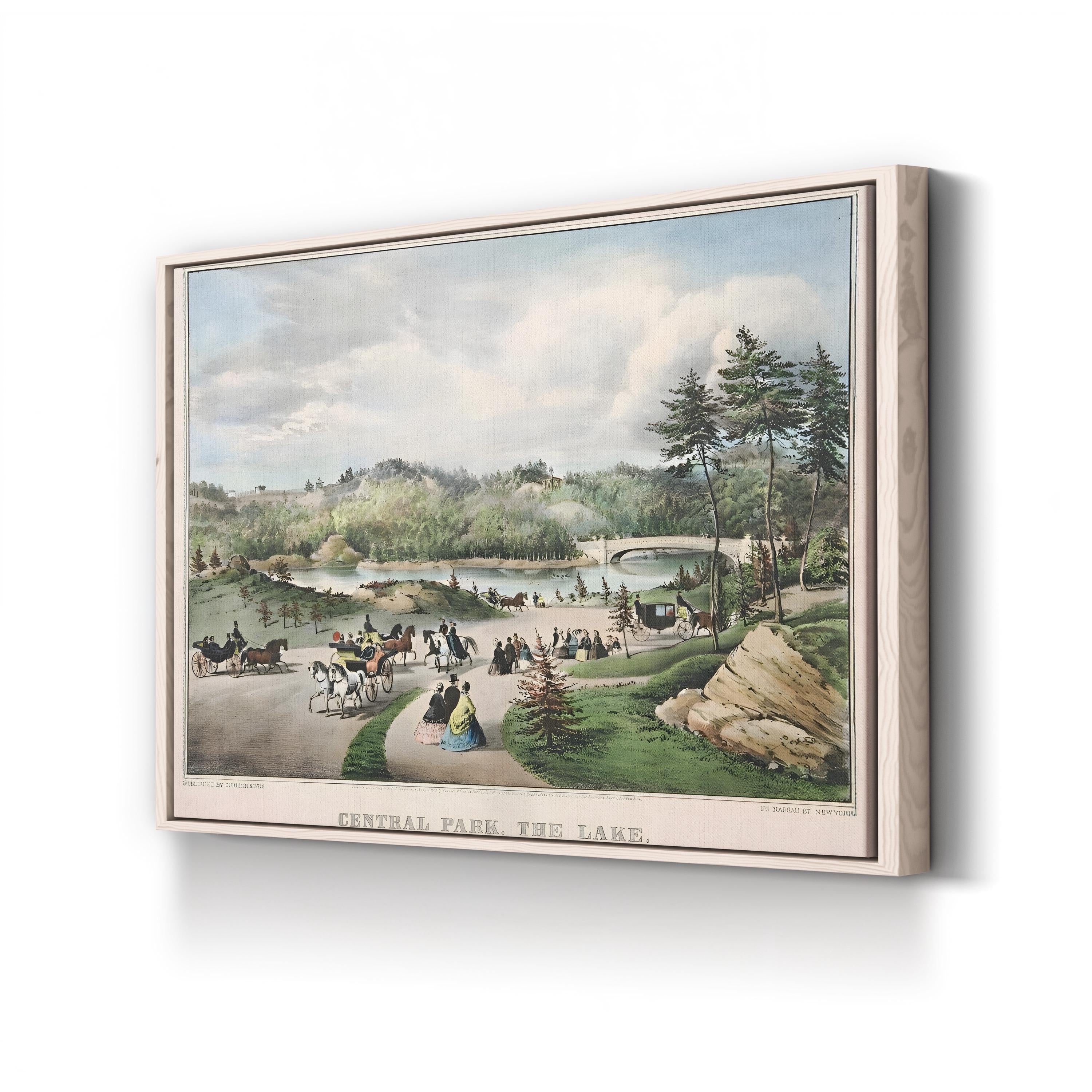 19th-Century Central Park Lake Pastoral Scene Canvas Print