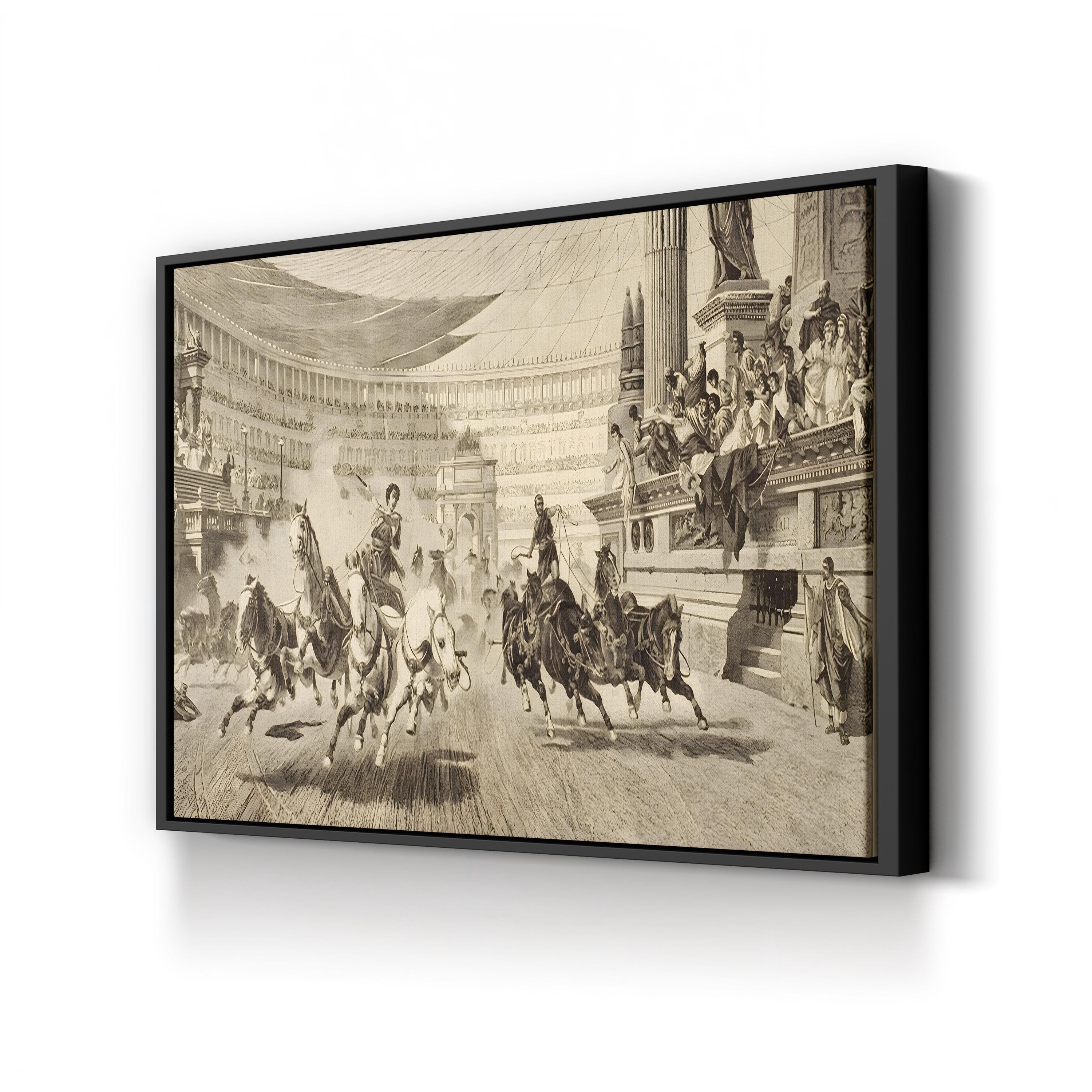Chariot Race at Roman Games, c.1890 Wall Art by Alejandro Wagner – Classical Historical Illustration Canvas Print