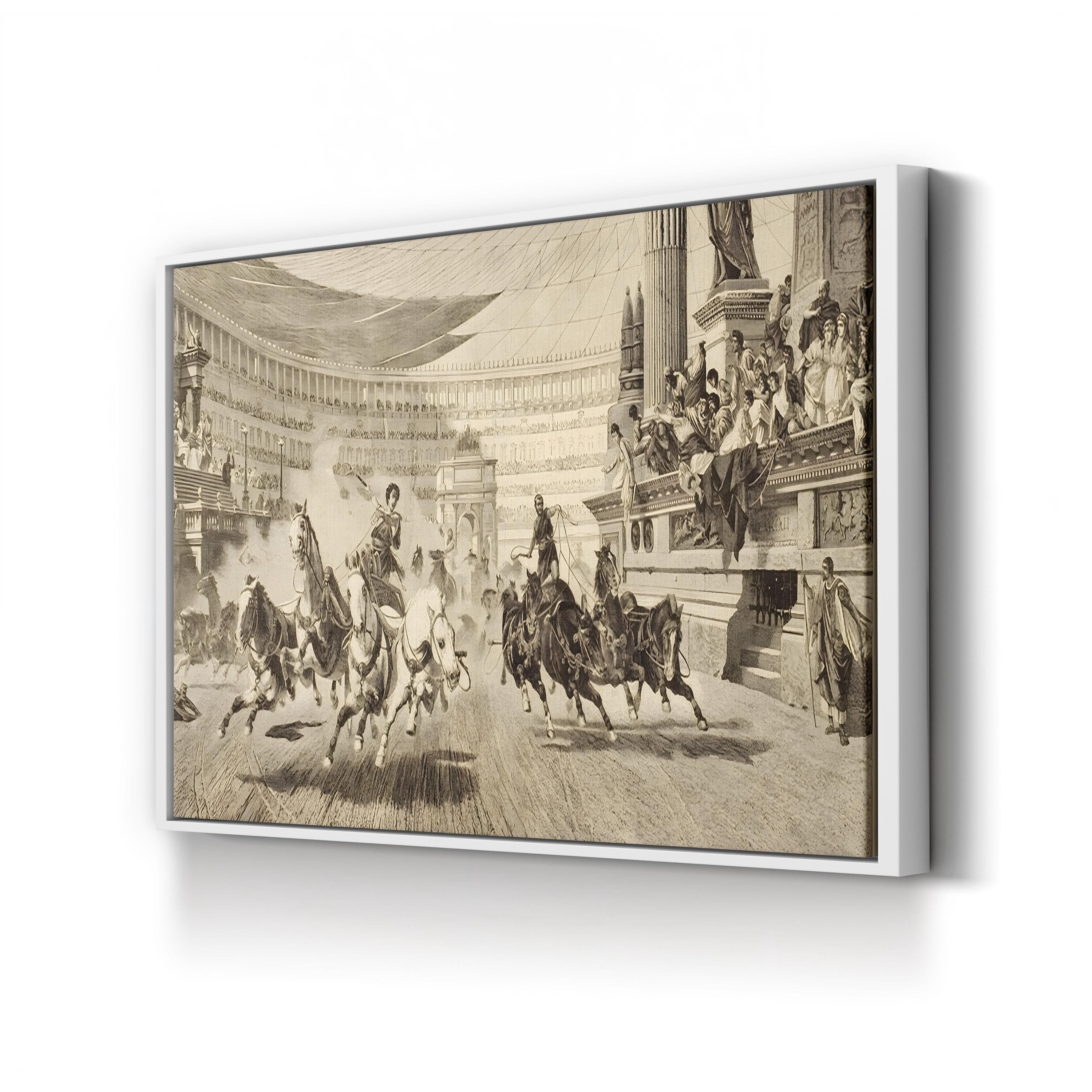 Chariot Race at Roman Games, c.1890 Wall Art by Alejandro Wagner – Classical Historical Illustration Canvas Print