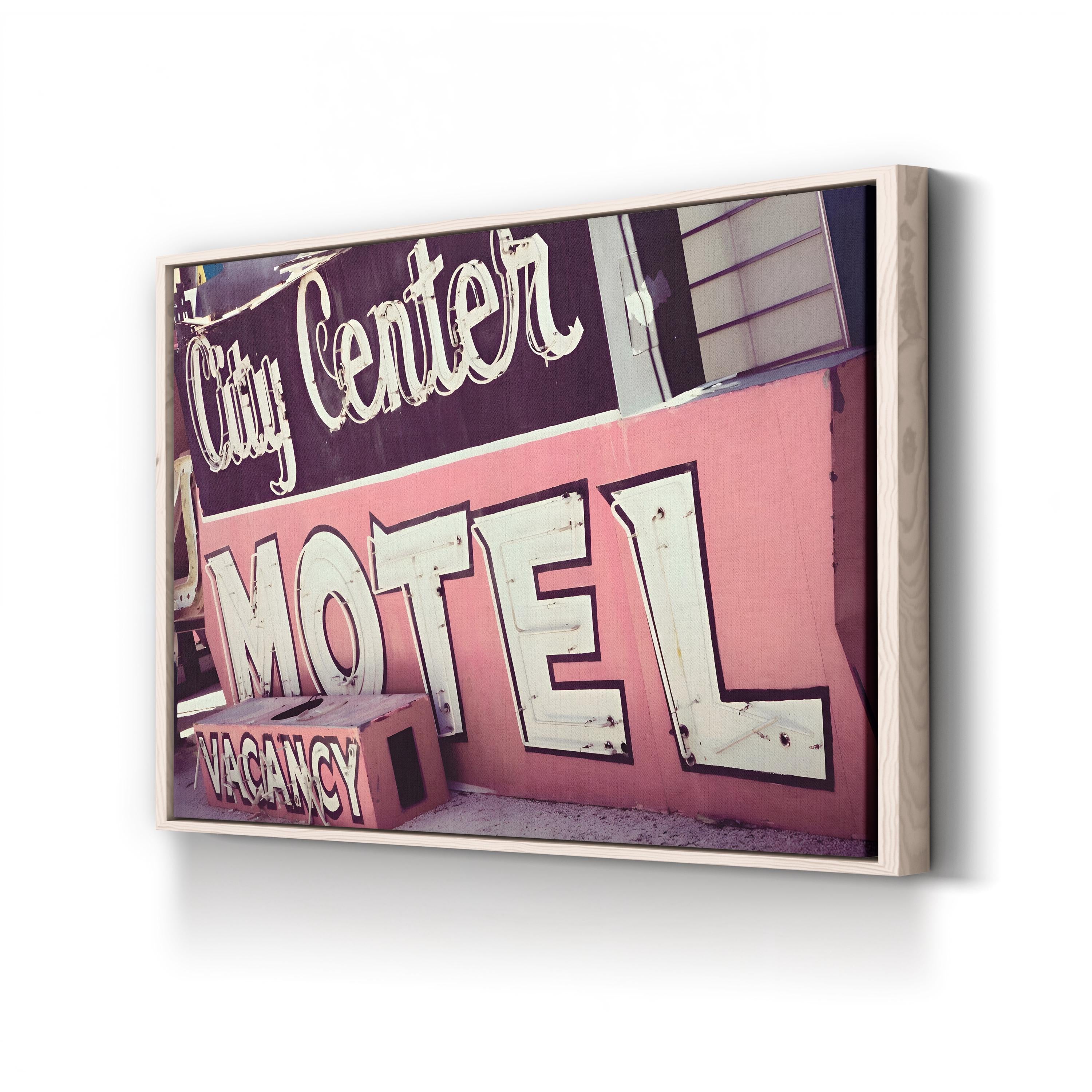 City Center Motel Neon Sign, Las Vegas canvas print in Natural Frame Canvas