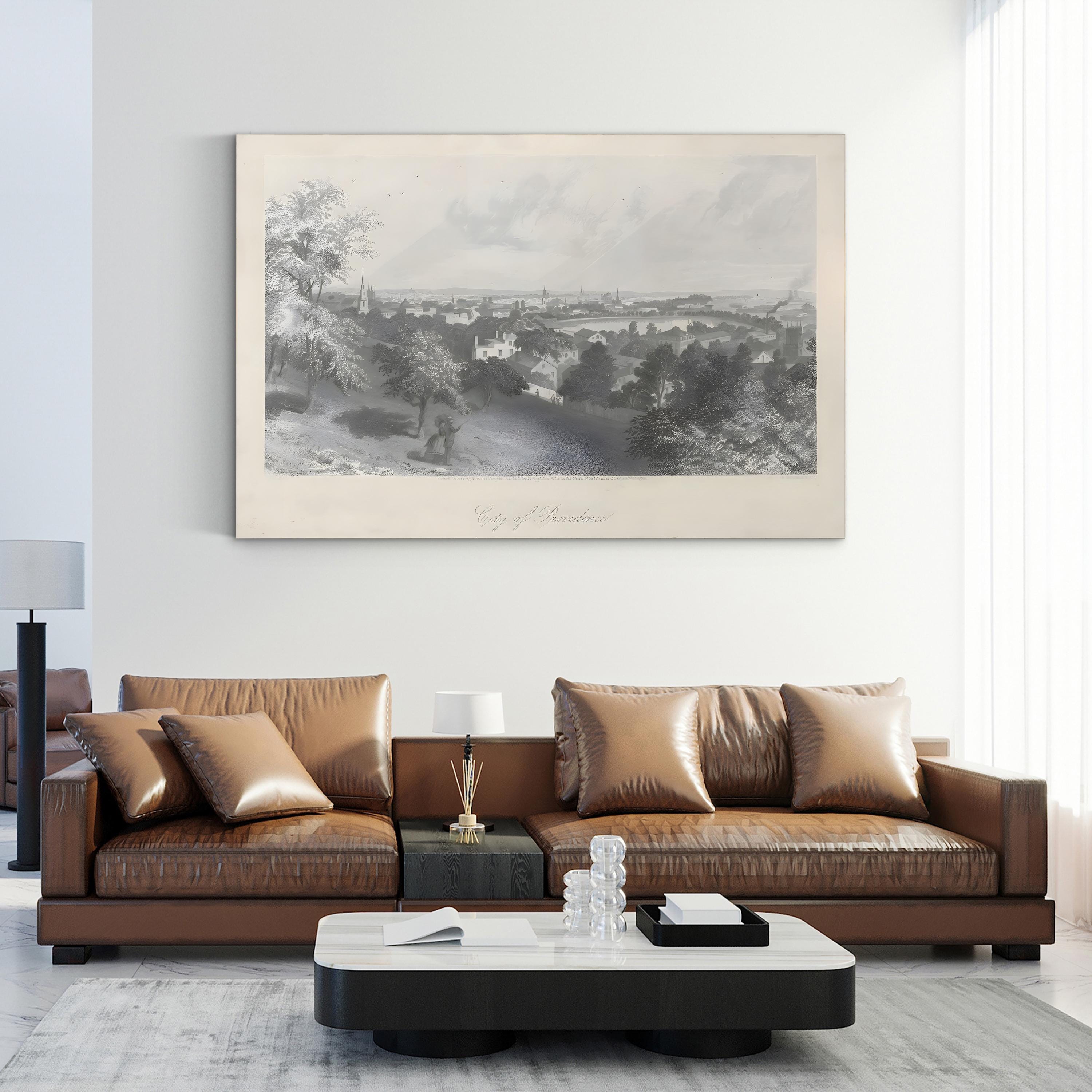 Vintage Providence Cityscape – Period Illustration Wall Art | 19th-Century Architecture Canvas Print