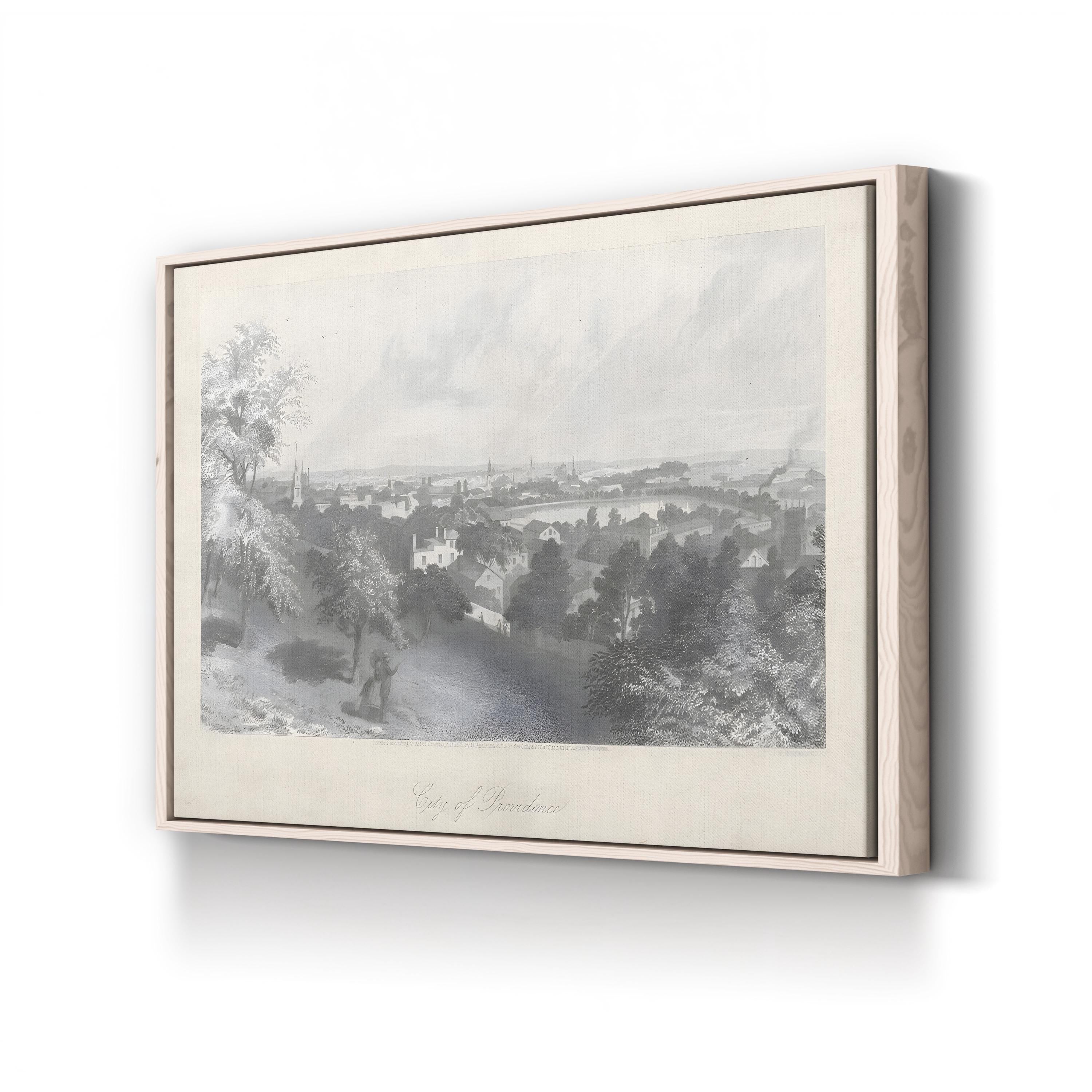 Vintage Providence Cityscape – Period Illustration Wall Art | 19th-Century Architecture Canvas Print