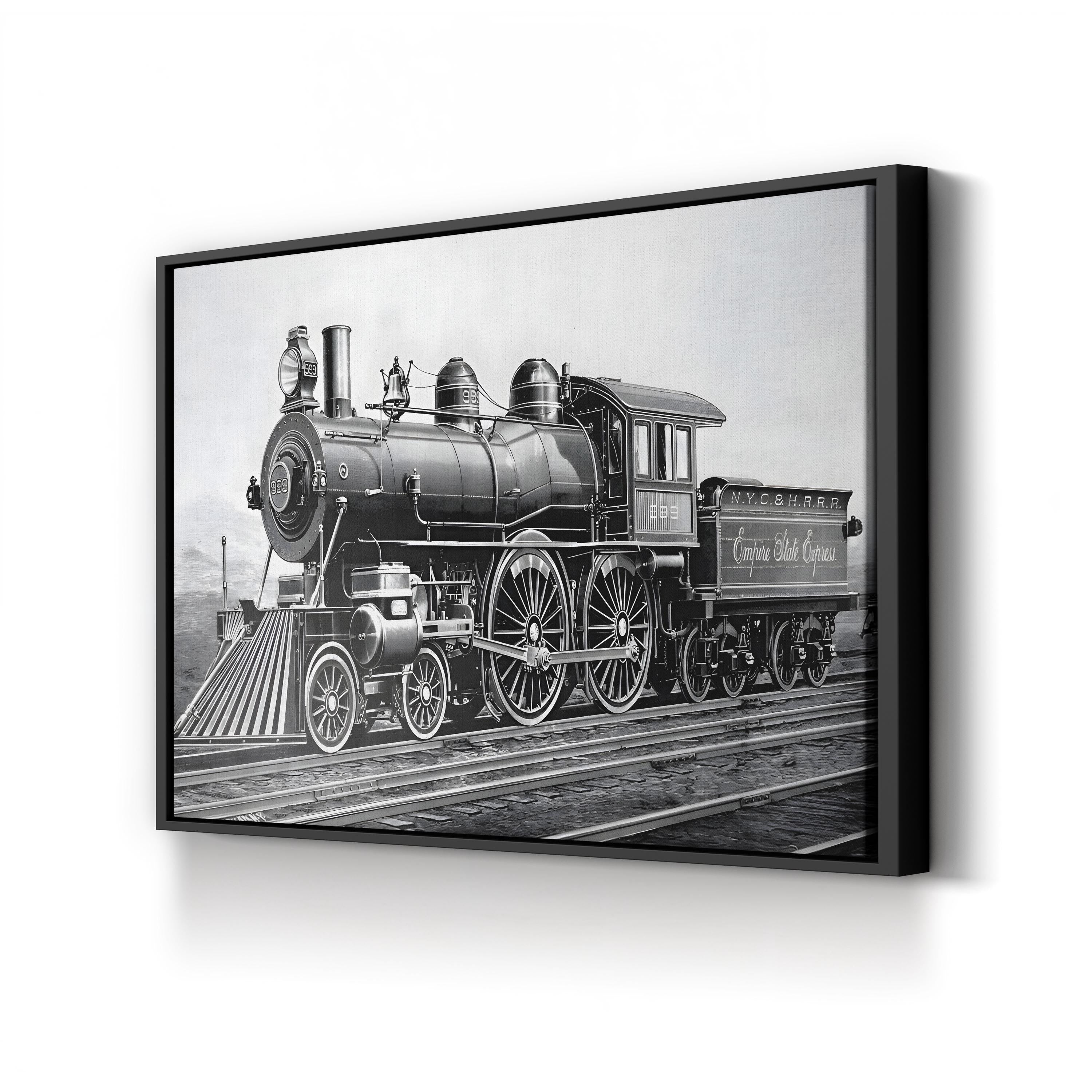 Class 999 Locomotive Used on the New York Central and Hudson River Railroad, 19th Century Wall Art | Historic Steam Engine Engraving Print