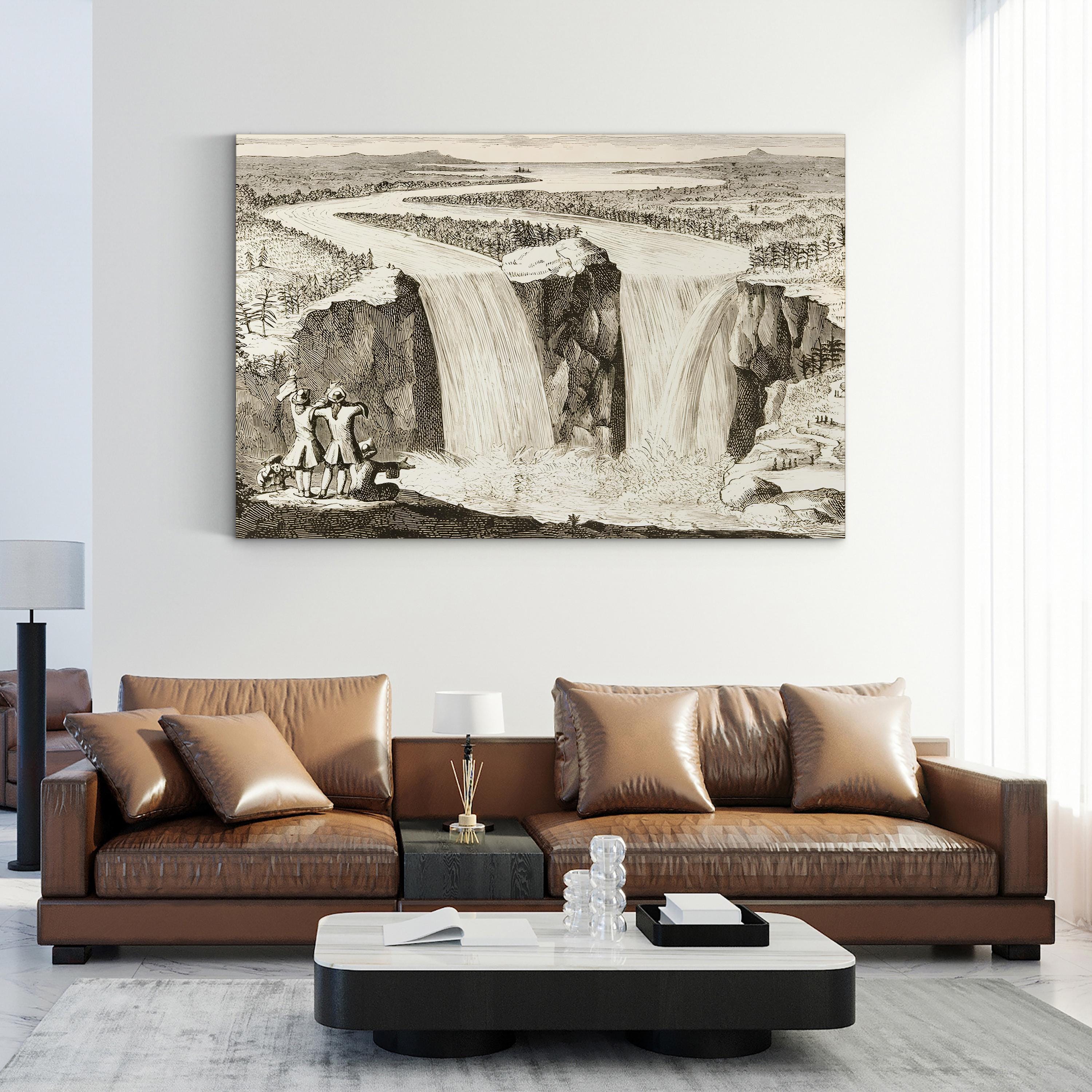 Niagara Falls, After Father Hennepin’s 1677 Sketch (Redrawn 1870s) – Historic American Wall Art