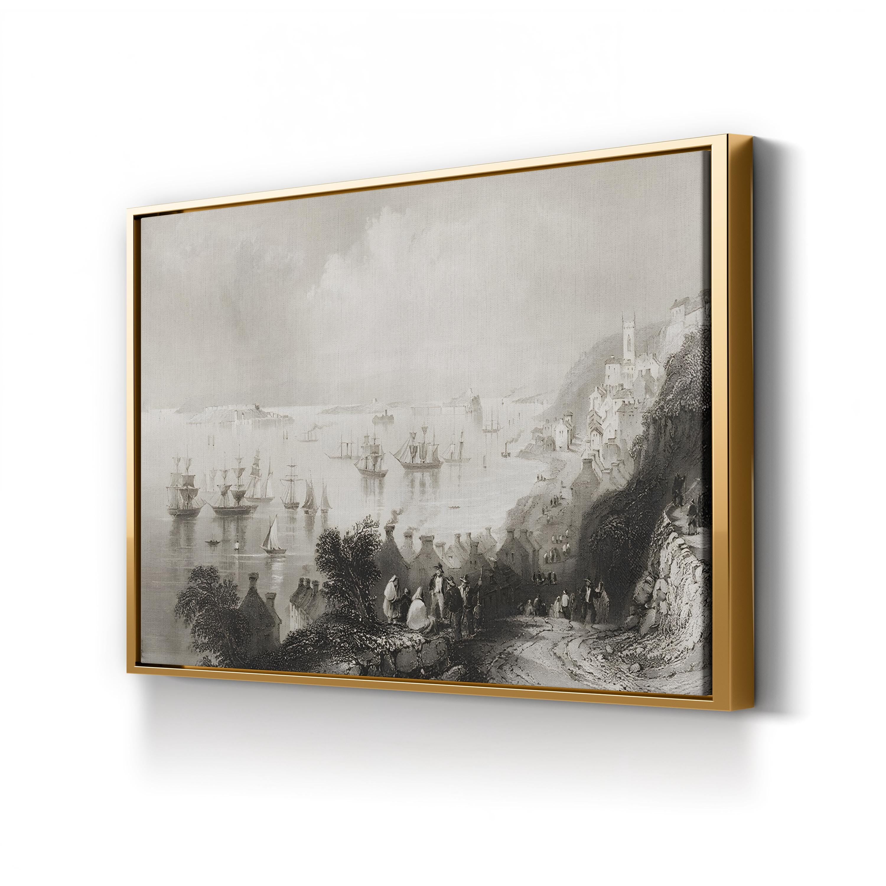 Cove Harbour, County Cork – Period Illustration Wall Art | Vintage Irish Coastal Canvas Print