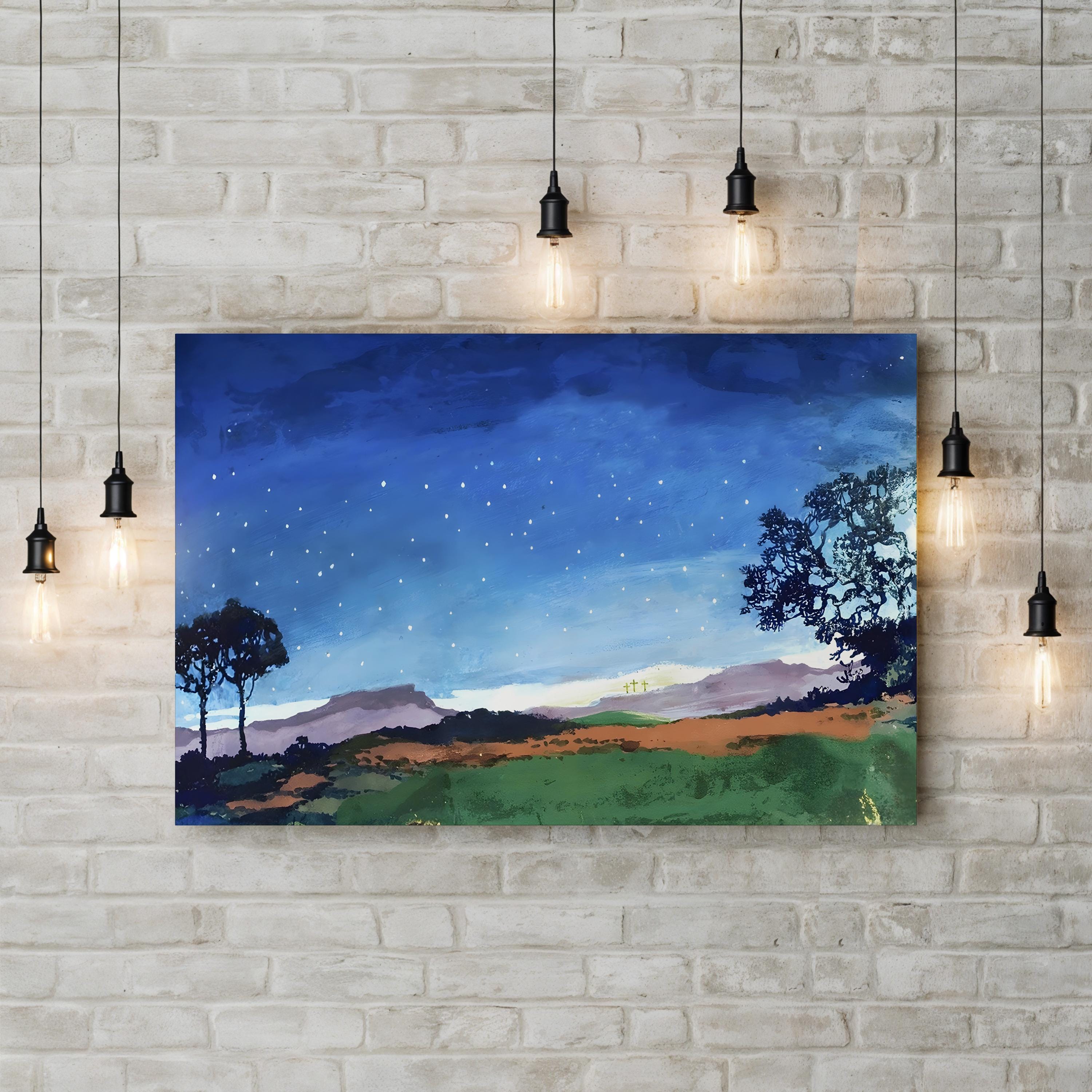 Crucifixion Canvas Print: Religious Biblical Illustration Wall Art – English School