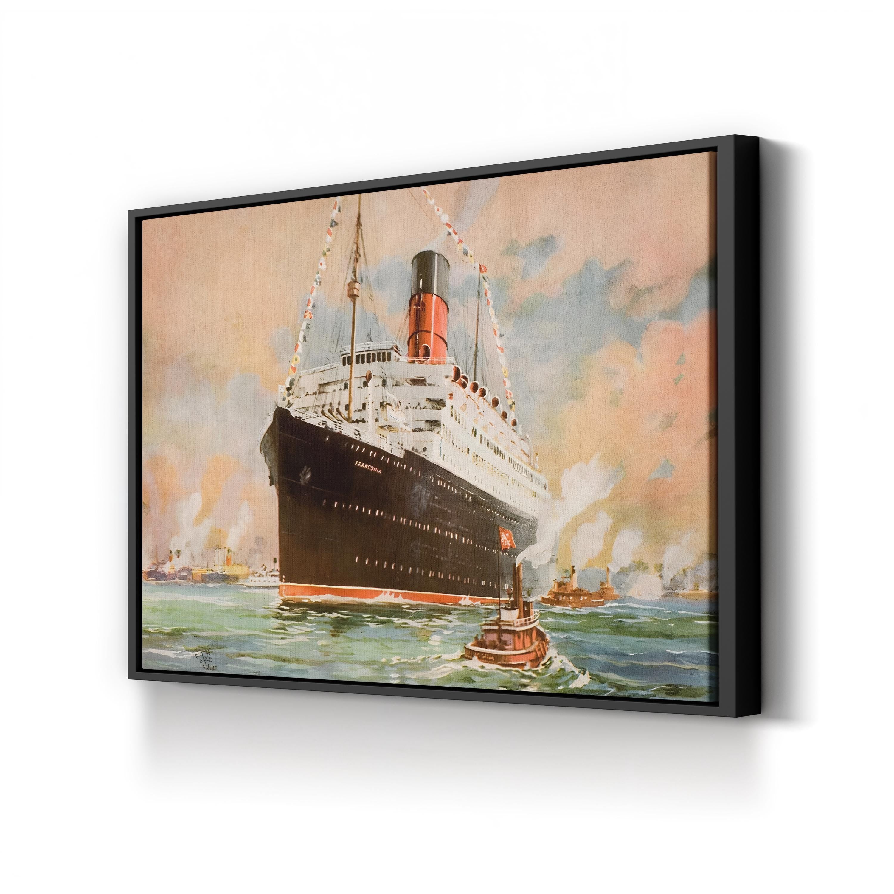 Franconia Ocean Liner at Sea – Period Illustration Wall Art | Vintage Maritime Canvas Print