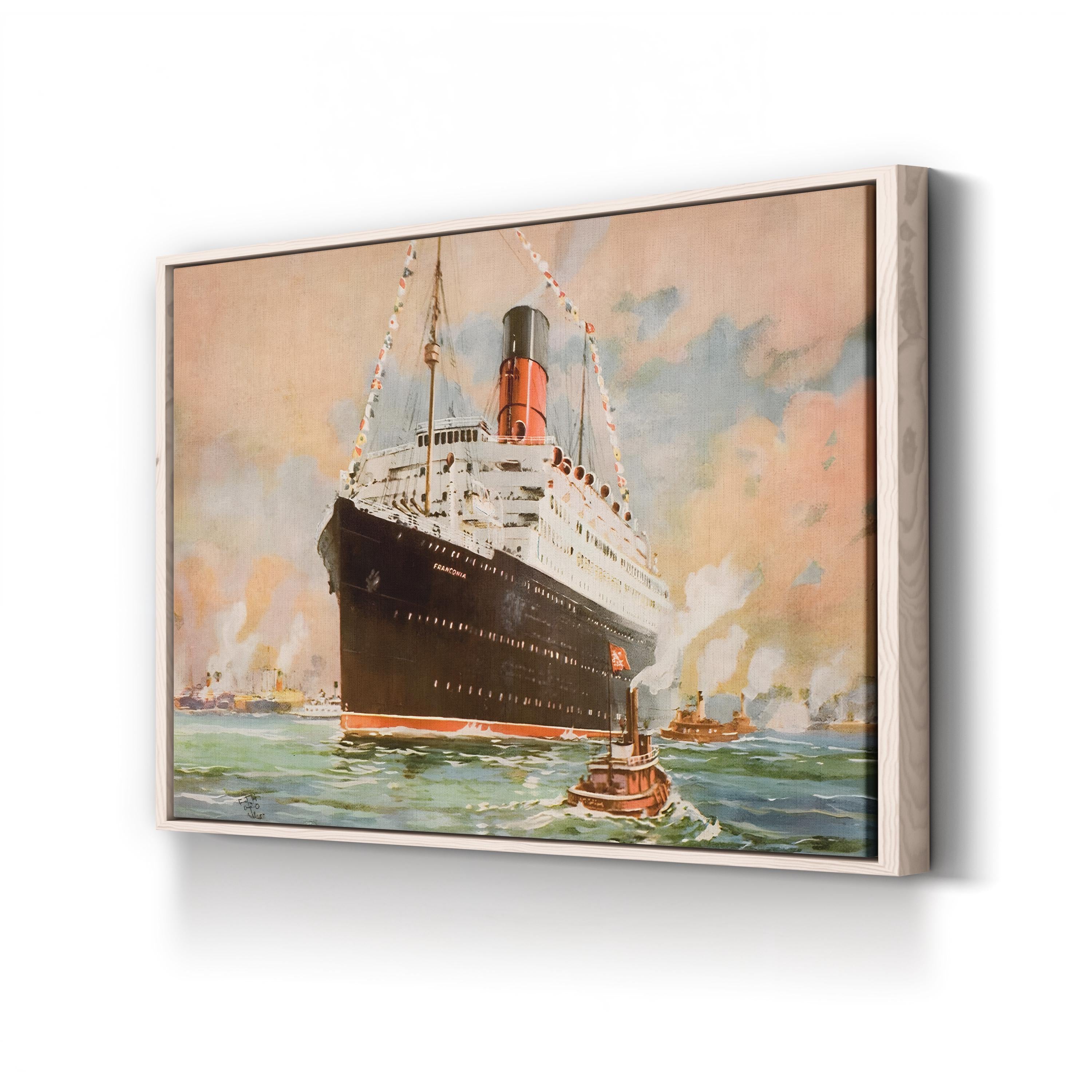 Franconia Ocean Liner at Sea – Period Illustration Wall Art | Vintage Maritime Canvas Print