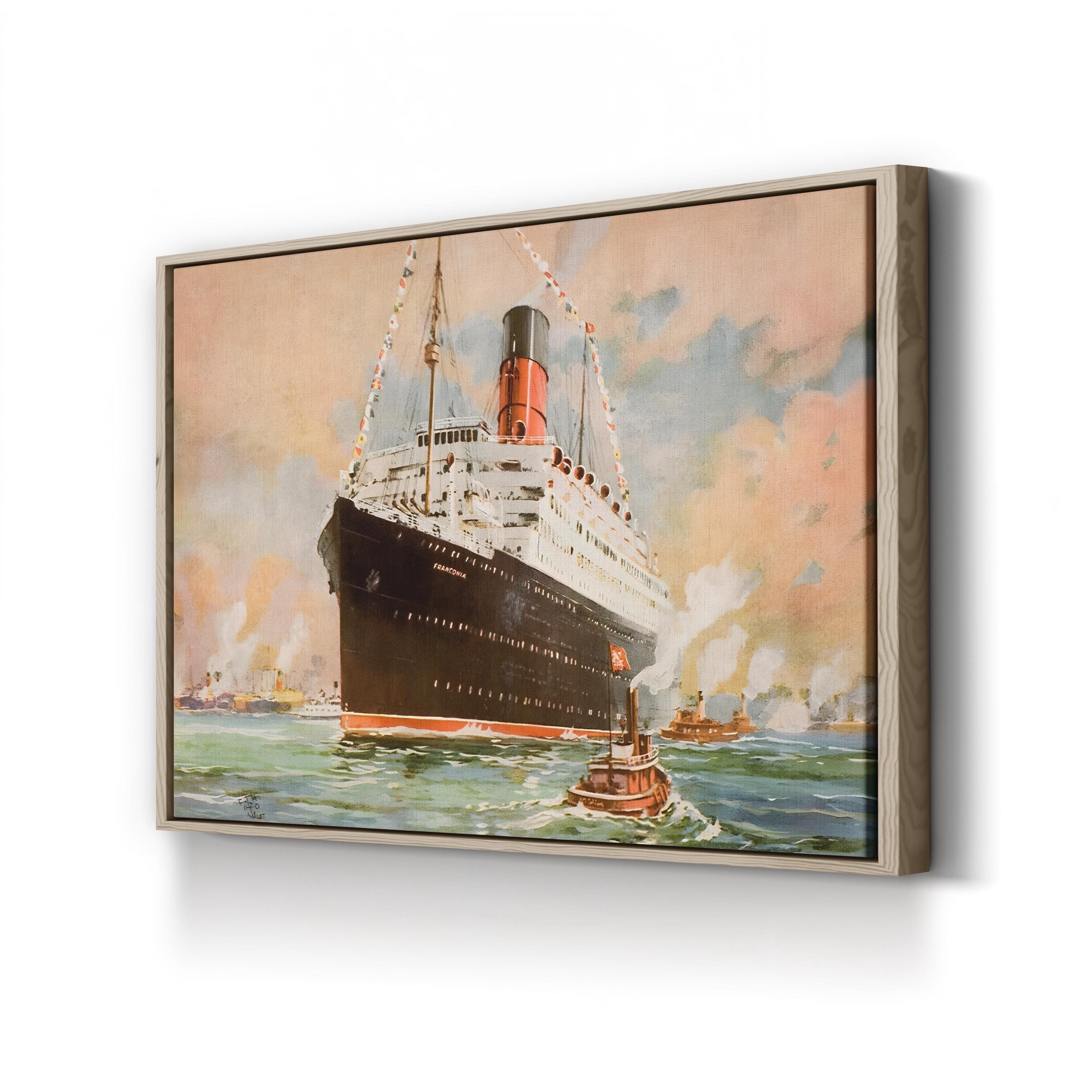 Franconia Ocean Liner at Sea – Period Illustration Wall Art | Vintage Maritime Canvas Print