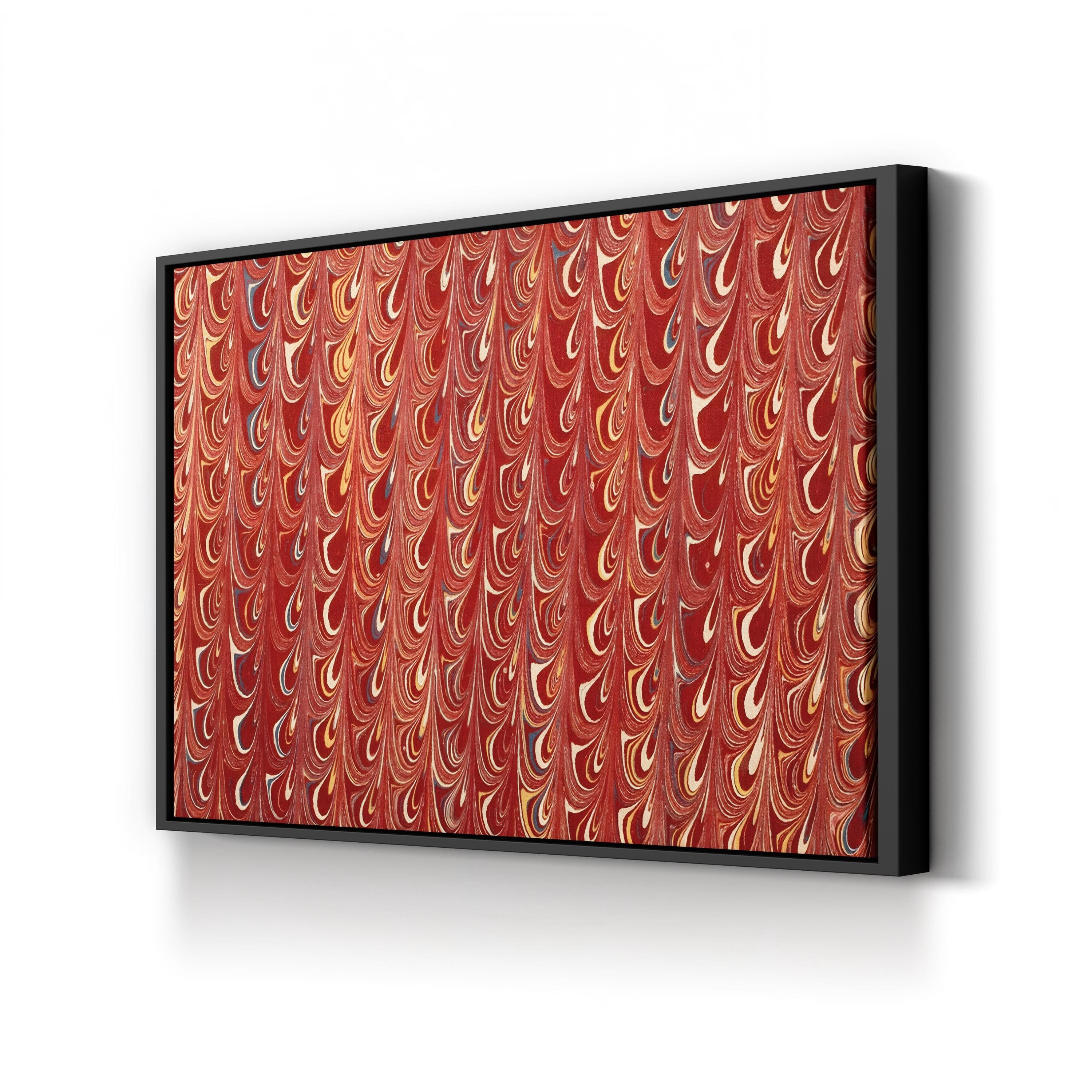Decorative Endpaper Wall Art – 19th Century Red Marble Paper Print
