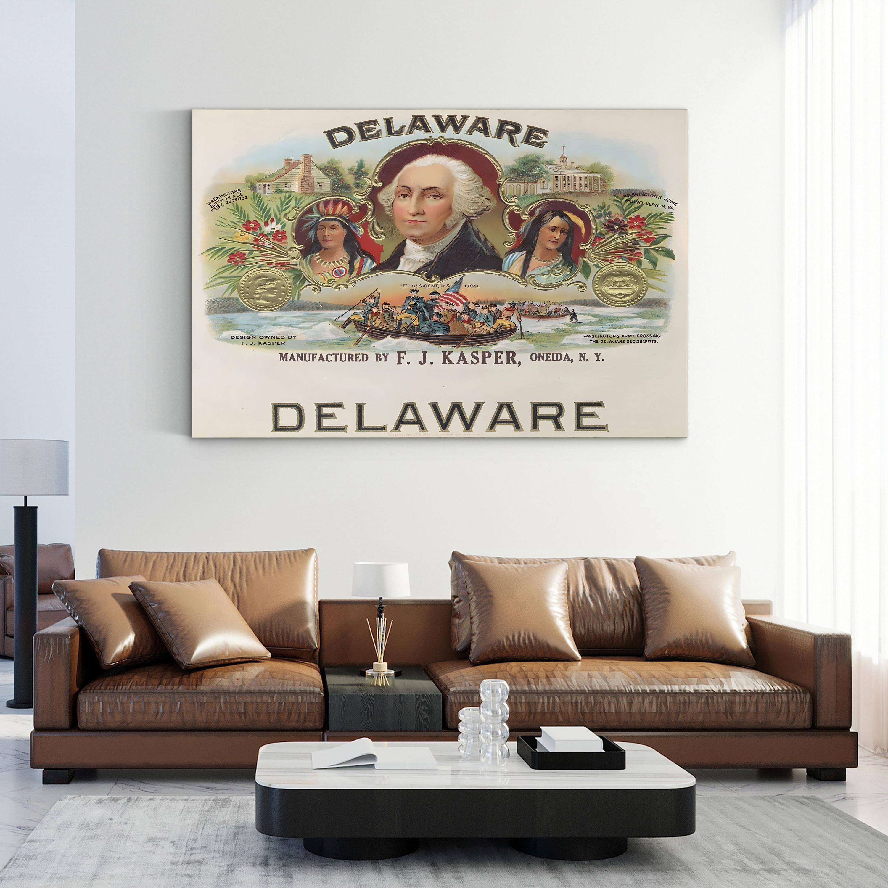 Delaware George Washington Print – Period Illustration Wall Art | Colonial Americana Canvas Print