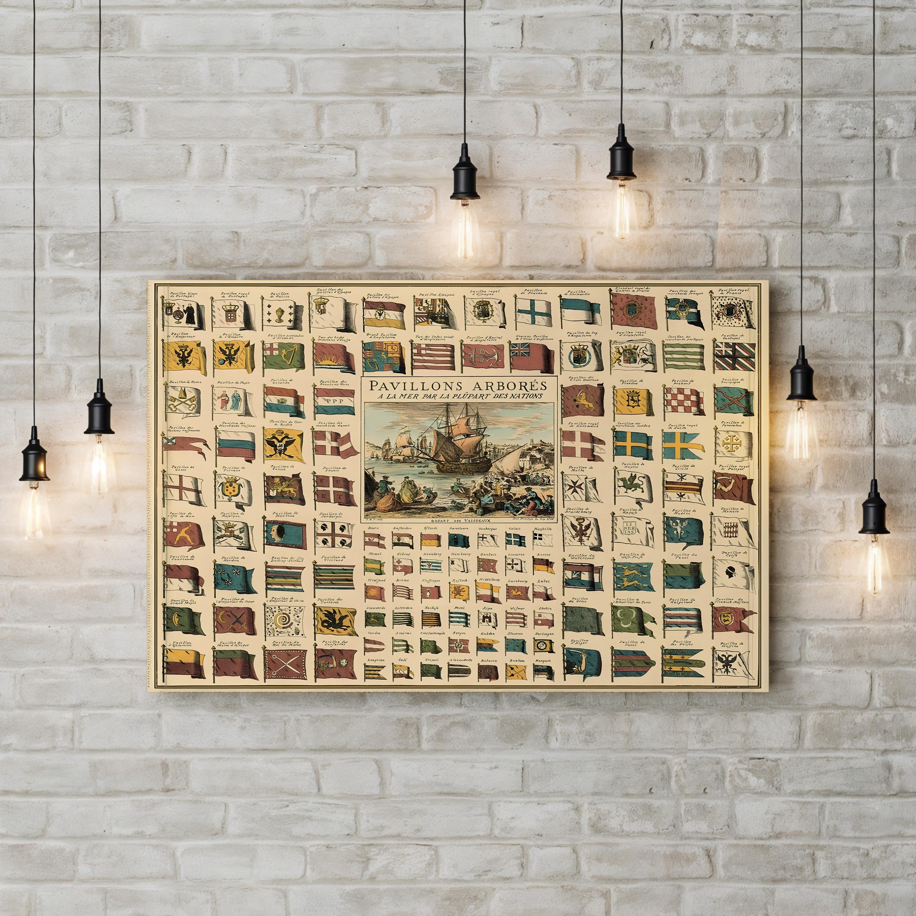 Nautical Signal Flags – Period Illustration Wall Art | Vintage Maritime Canvas Print
