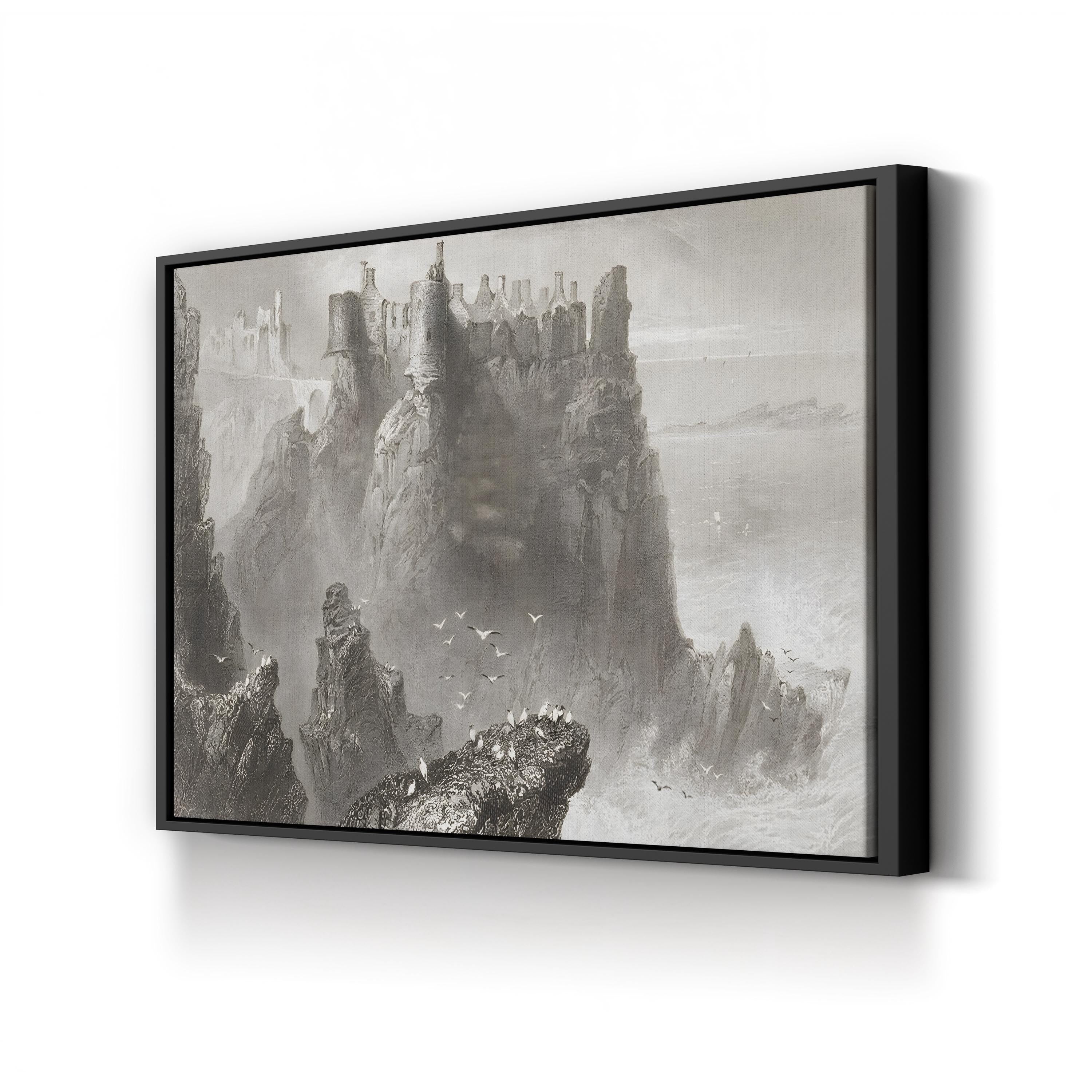 Dunluce Castle Wall Art – William Henry Bartlett | 19th-Century Irish Castle Landscape Canvas Print