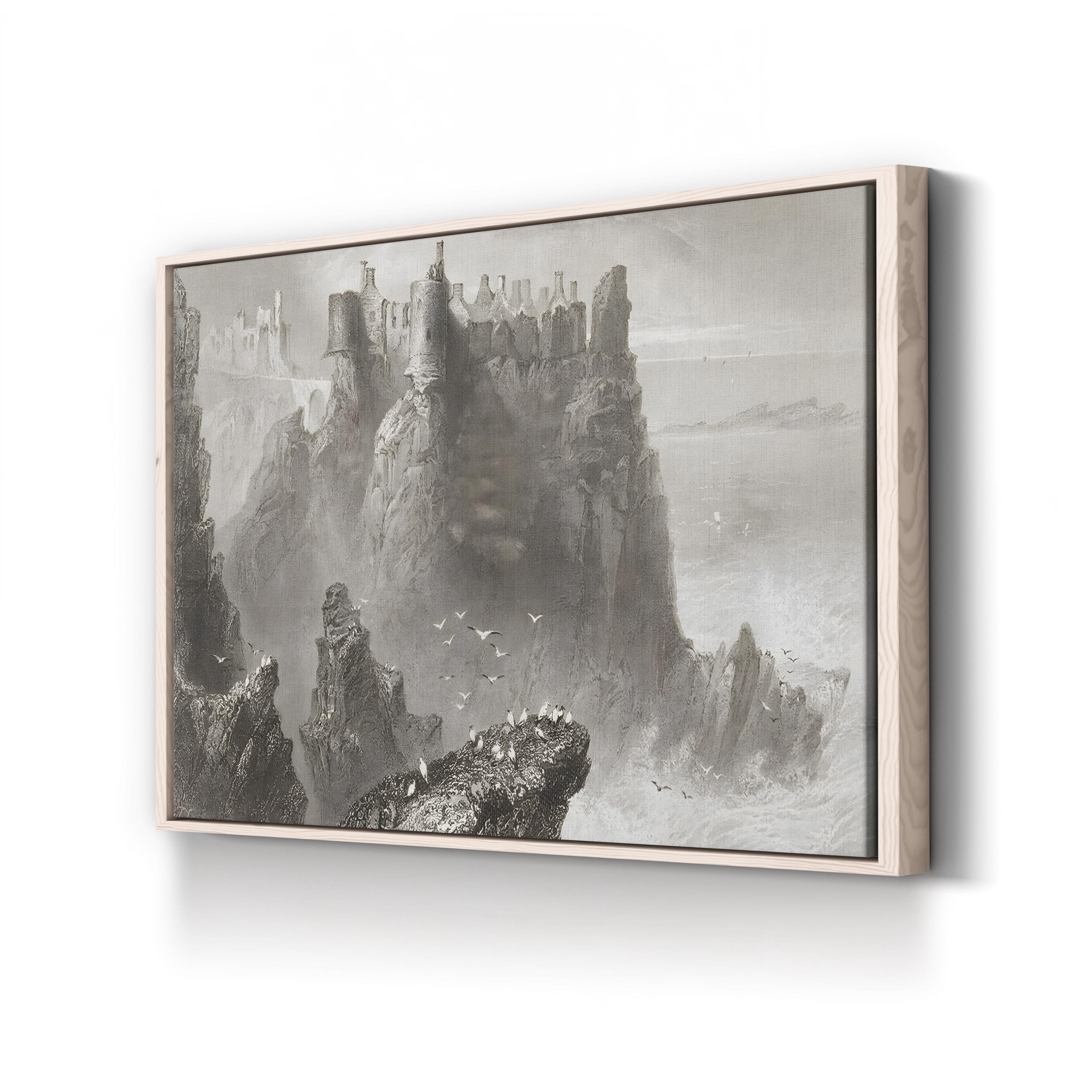 Dunluce Castle Wall Art – William Henry Bartlett | 19th-Century Irish Castle Landscape Canvas Print