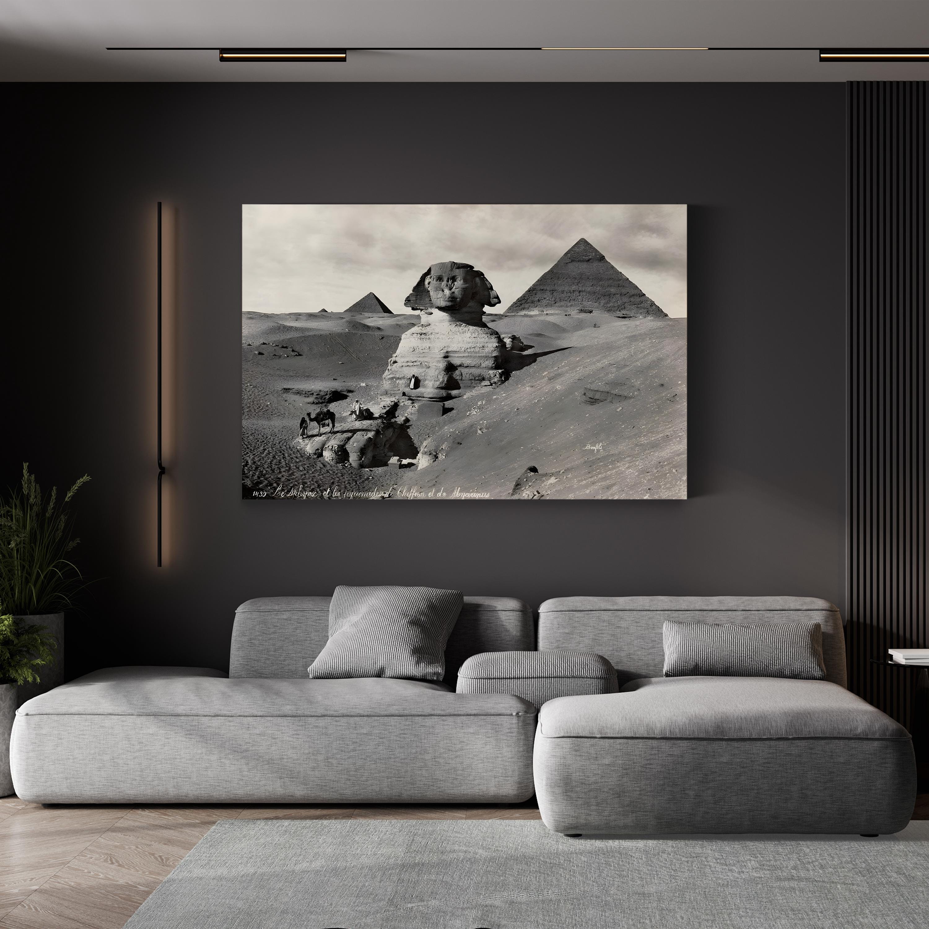 19th-Century Pyramids of Giza – Vintage Photography Wall Art | Egyptian Desert Canvas Print