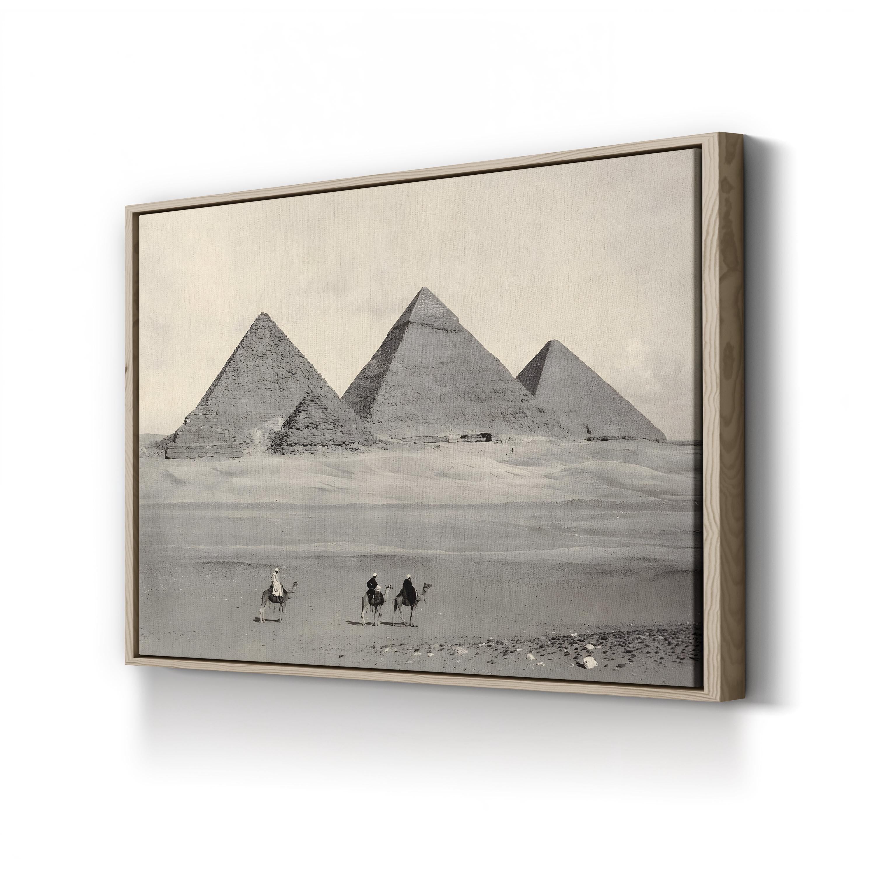 Pyramids at Giza Desert View – Vintage Photography Wall Art | Egyptian Landmark Canvas Print