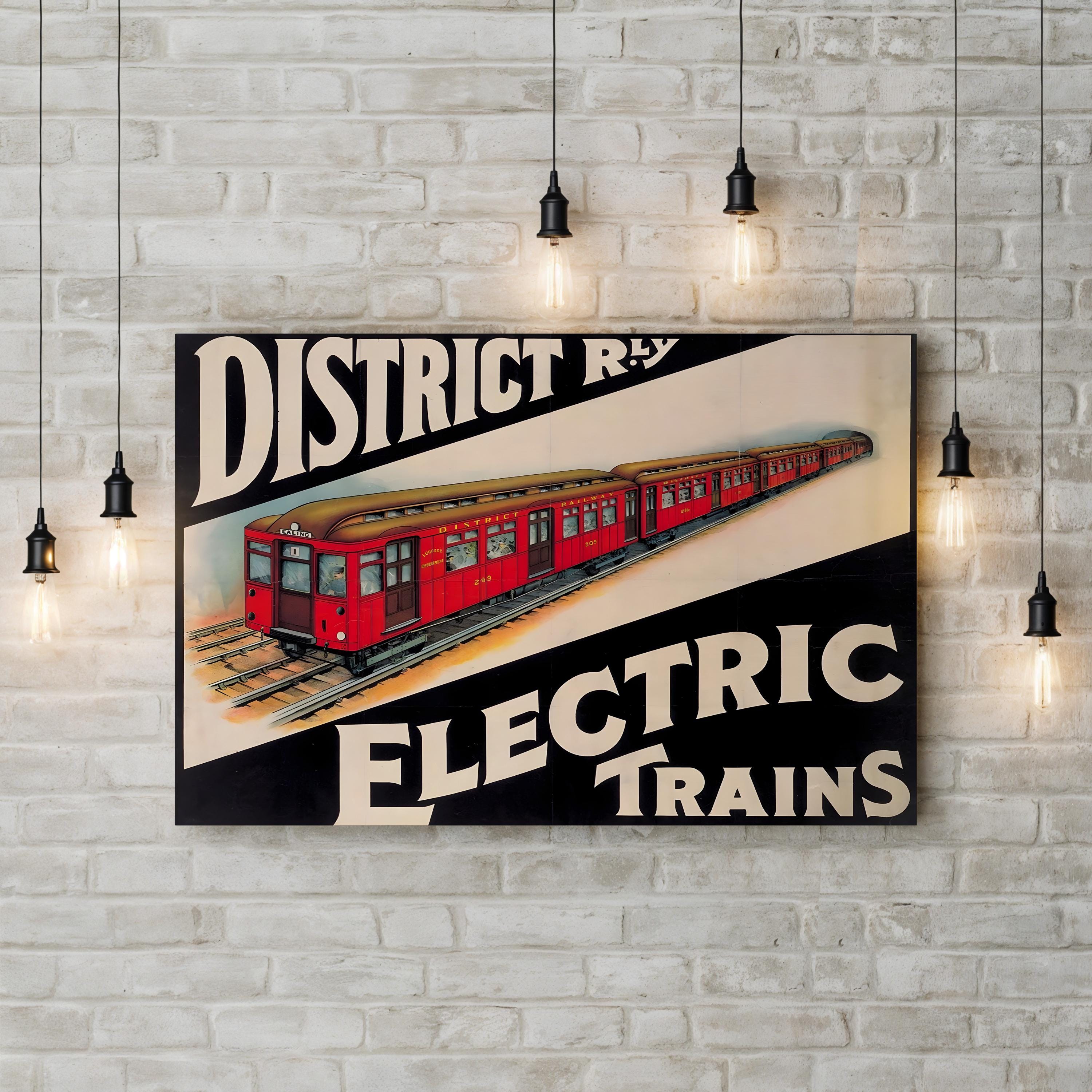 1930s Red Train Railway Poster – Period Illustration Wall Art | Vintage Travel Canvas Print