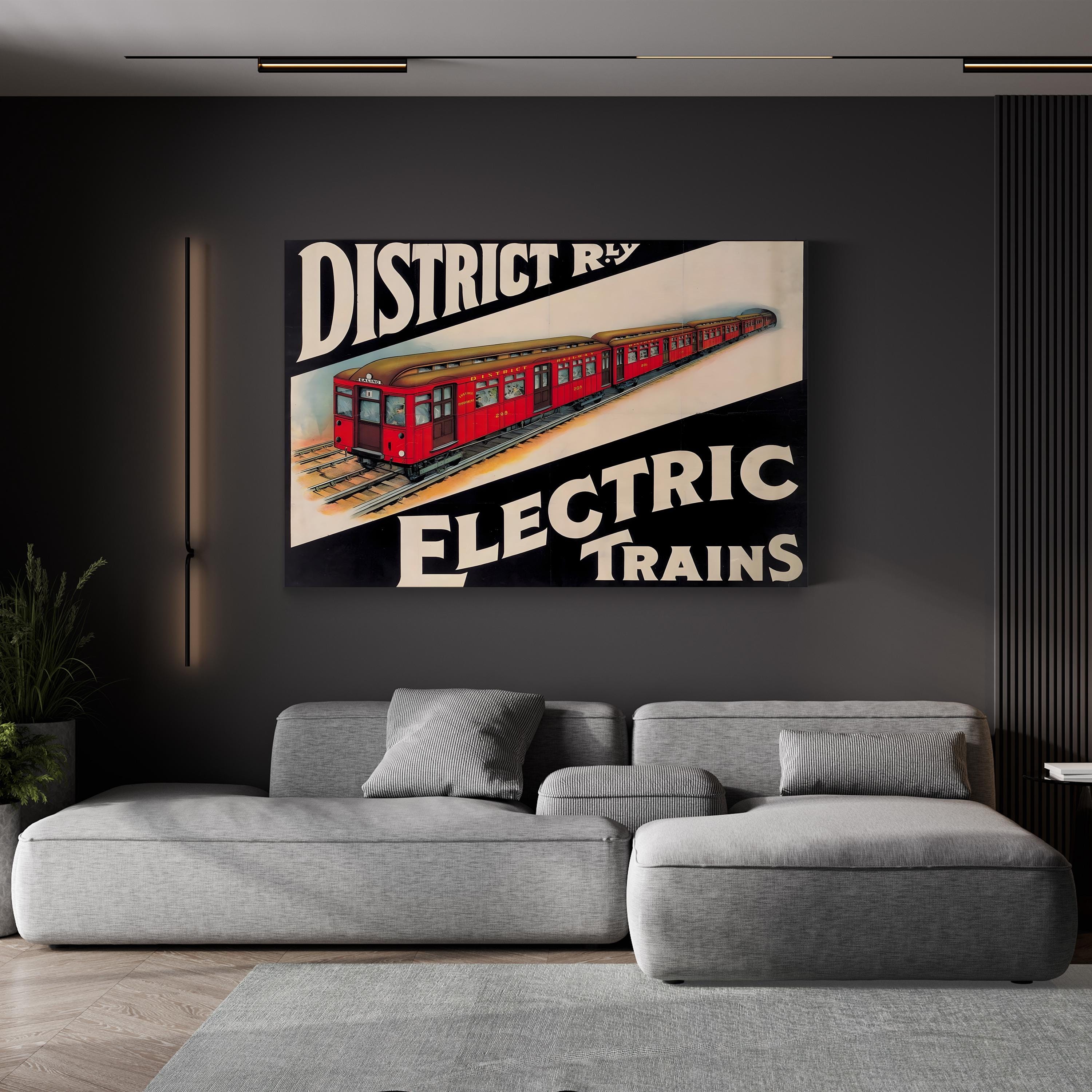 1930s Red Train Railway Poster – Period Illustration Wall Art | Vintage Travel Canvas Print