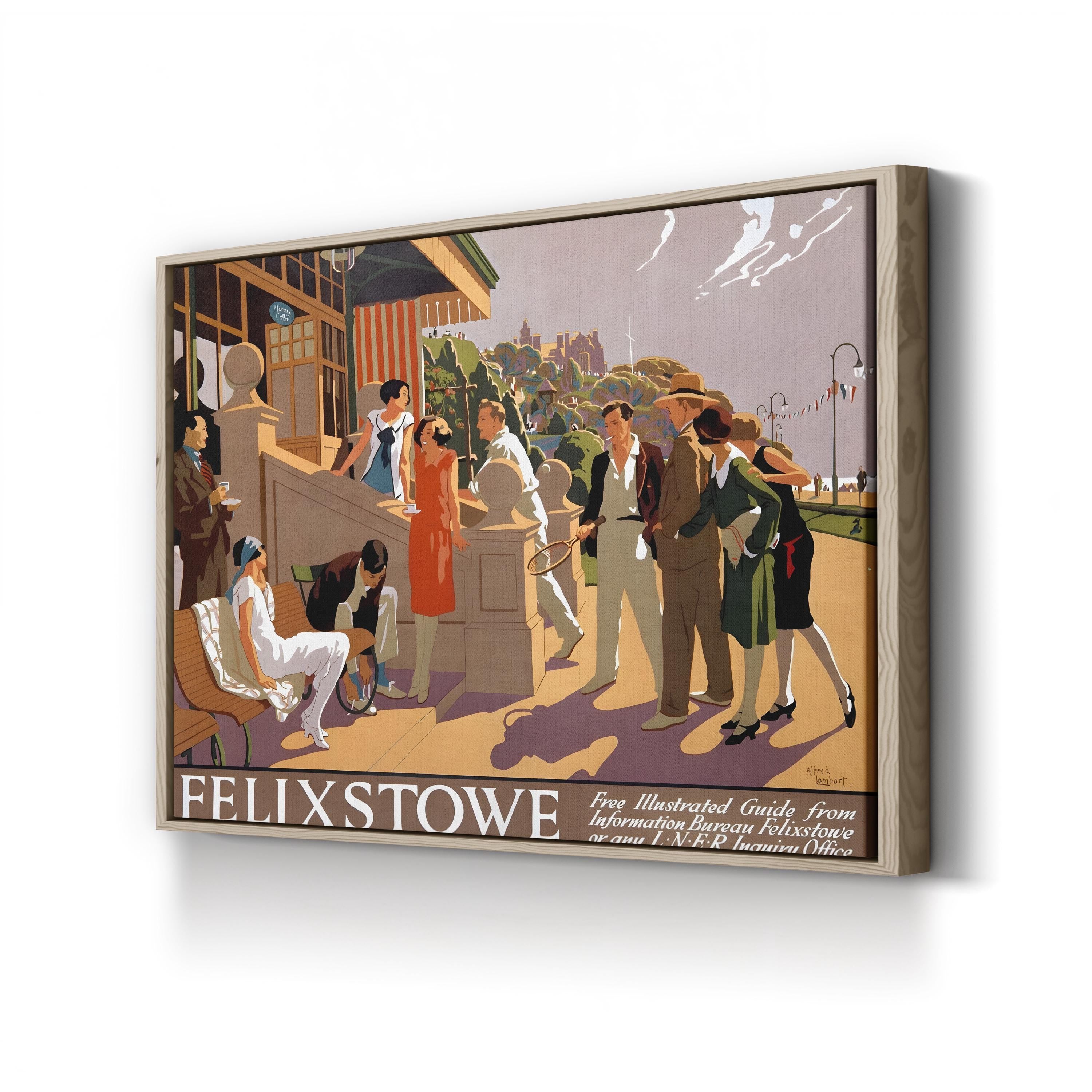 Felixstowe Art Deco Seaside Wall Art – 1920s Vintage Travel Poster Canvas