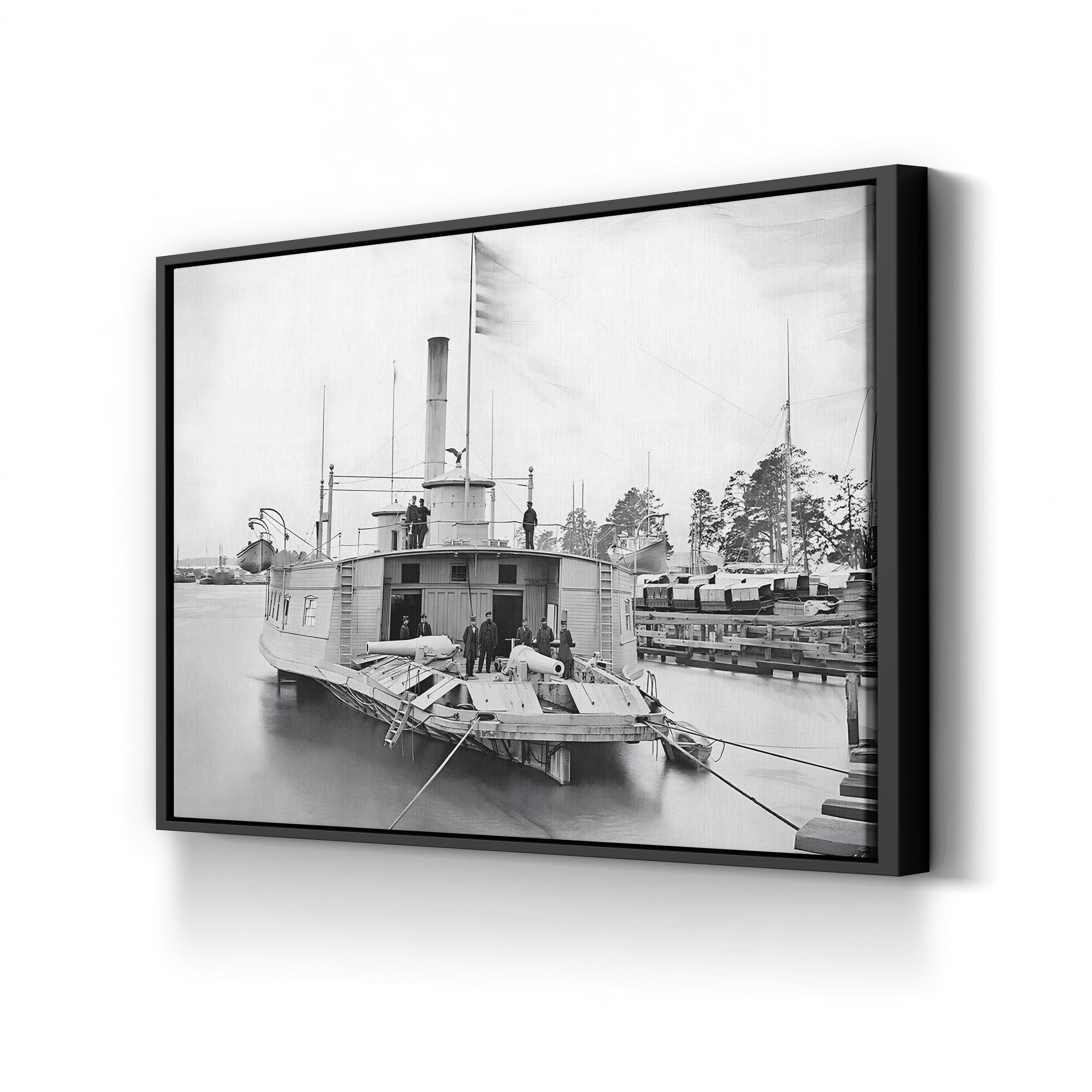 Civil War Gunboat Canvas Print: 19th Century Ferry Boat Wall Art