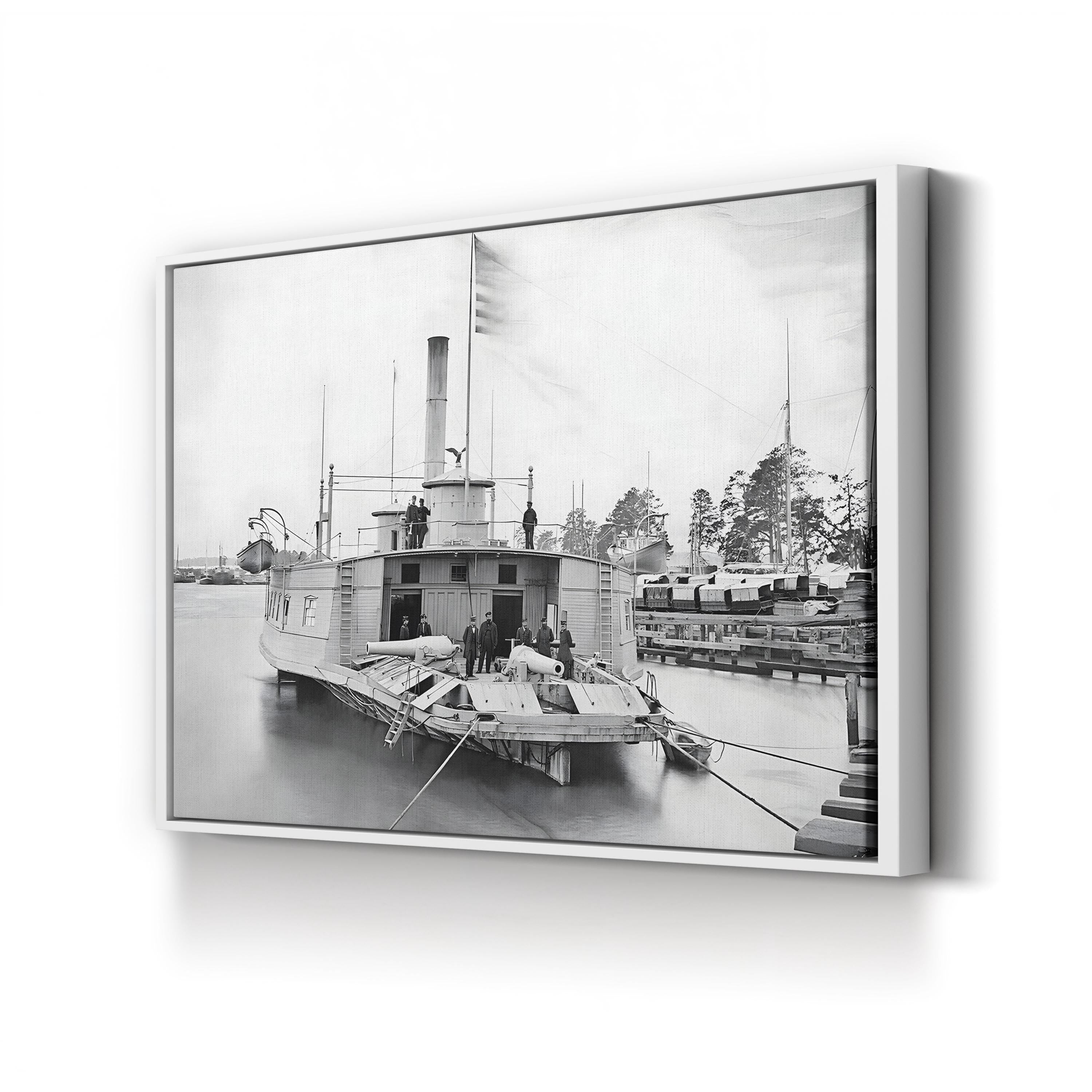 Civil War Gunboat Canvas Print: 19th Century Ferry Boat Wall Art