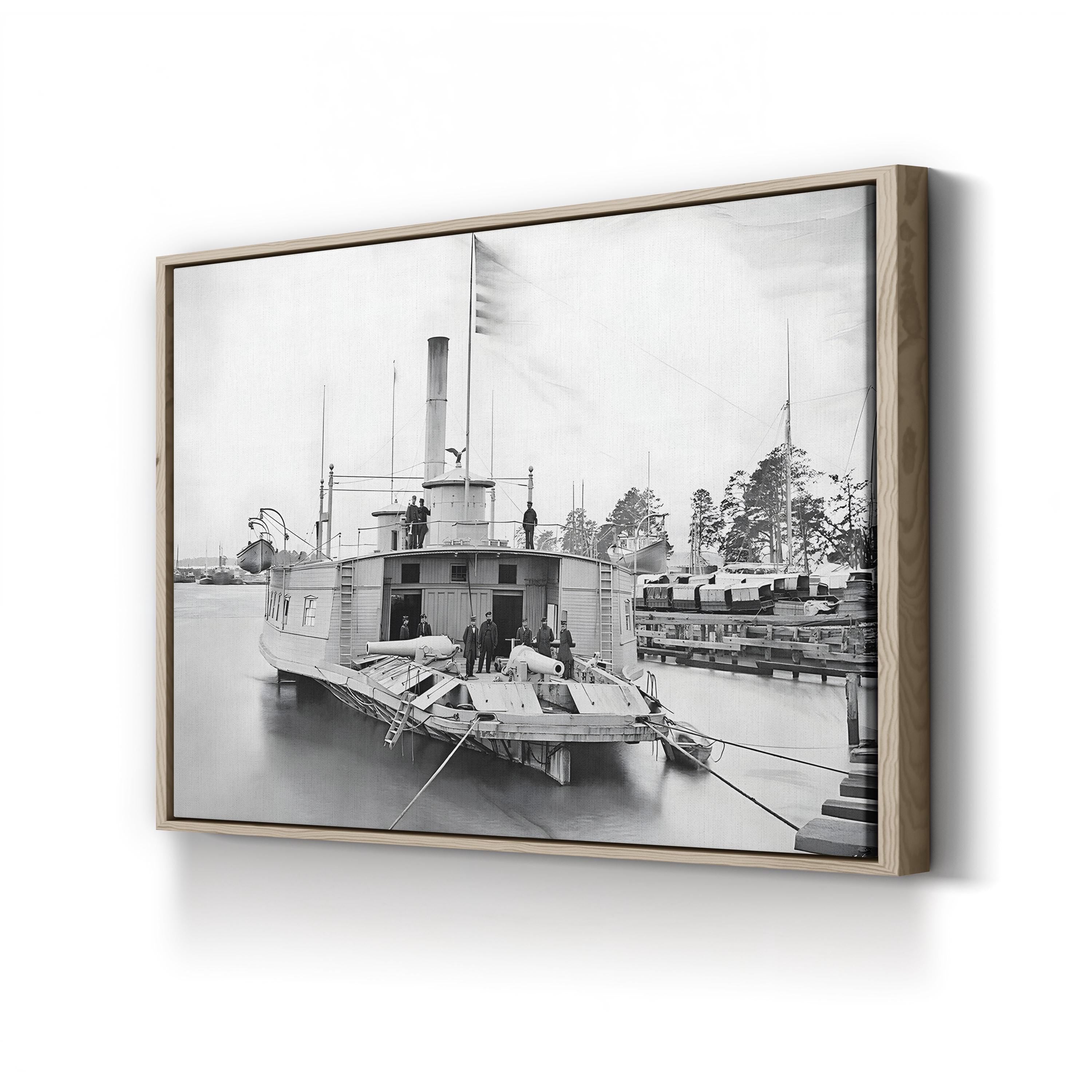 Civil War Gunboat Canvas Print: 19th Century Ferry Boat Wall Art