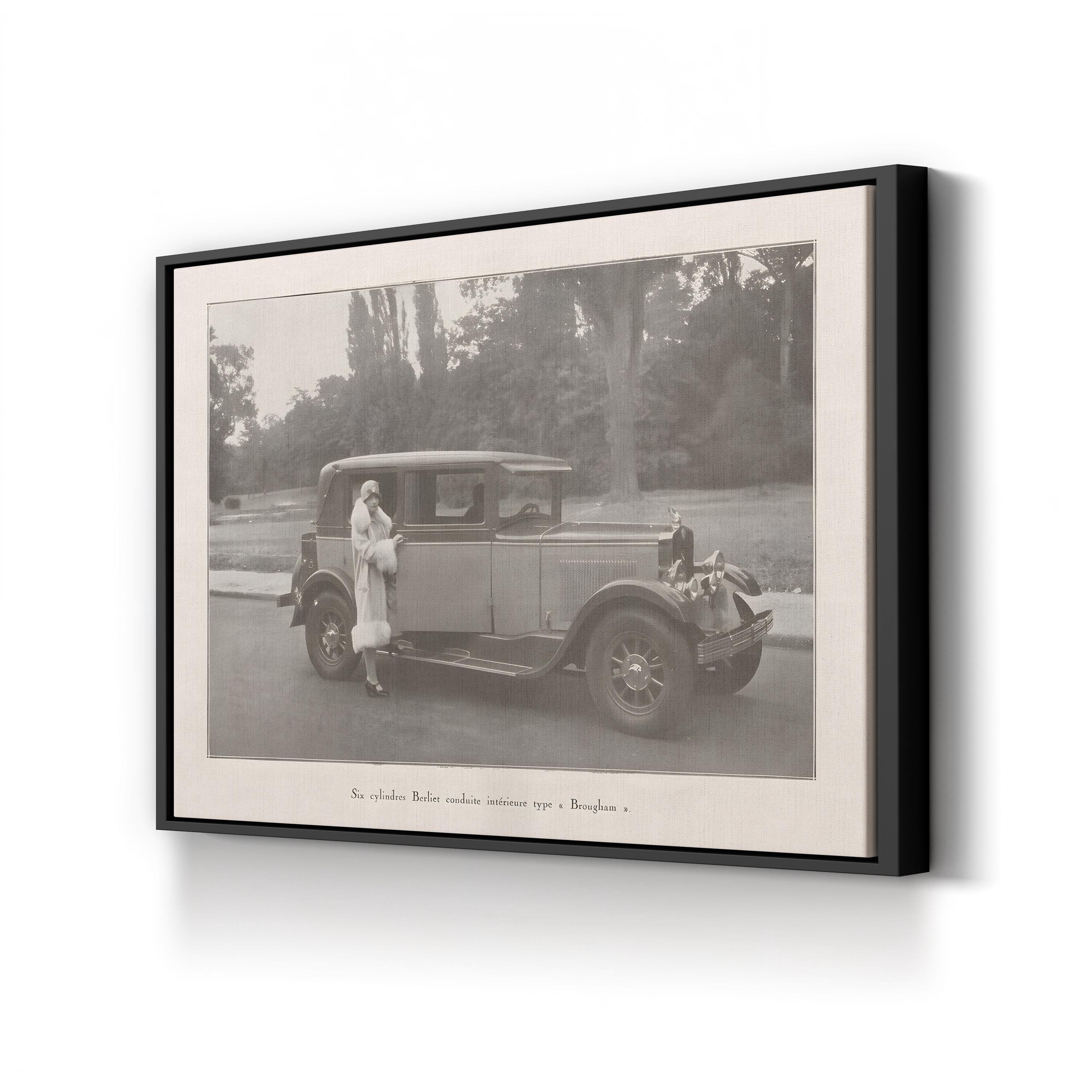 Berliet Six-Cylinder Brougham Automobile canvas print in Black Framed Canvas