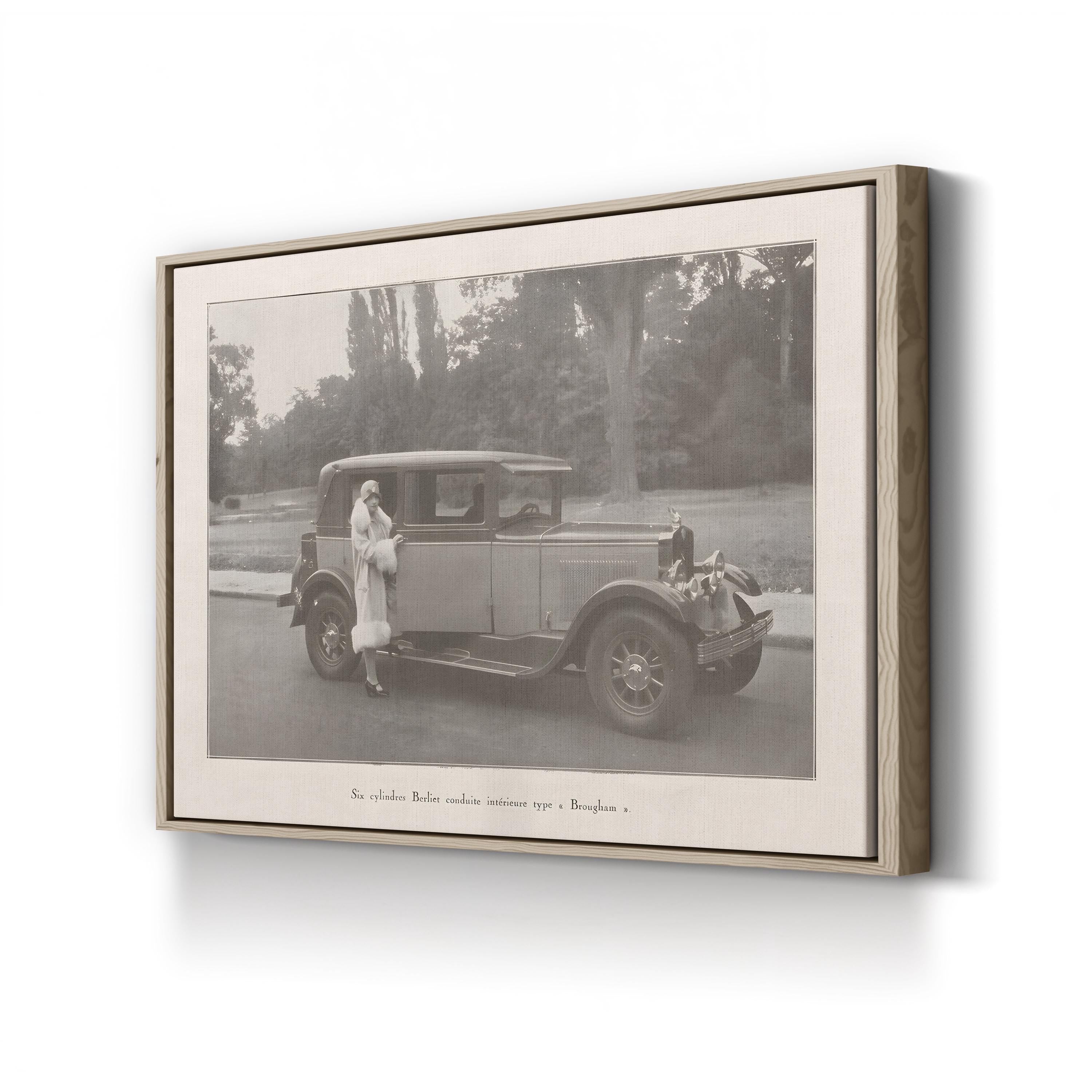 Berliet Six-Cylinder Brougham Automobile canvas print in Oak Framed Canvas