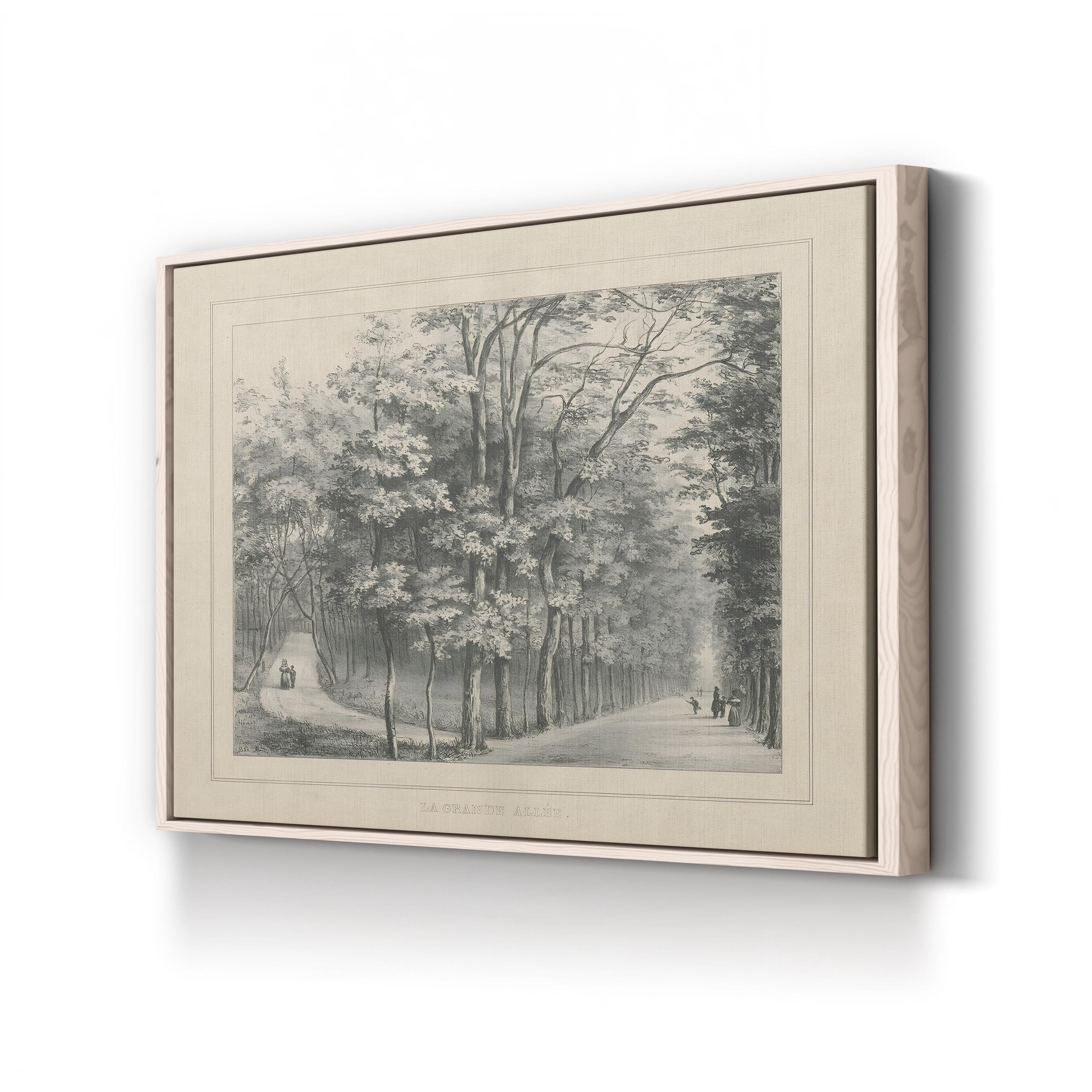 French Park Etching II Wall Art – 19th Century French Landscape Canvas Print