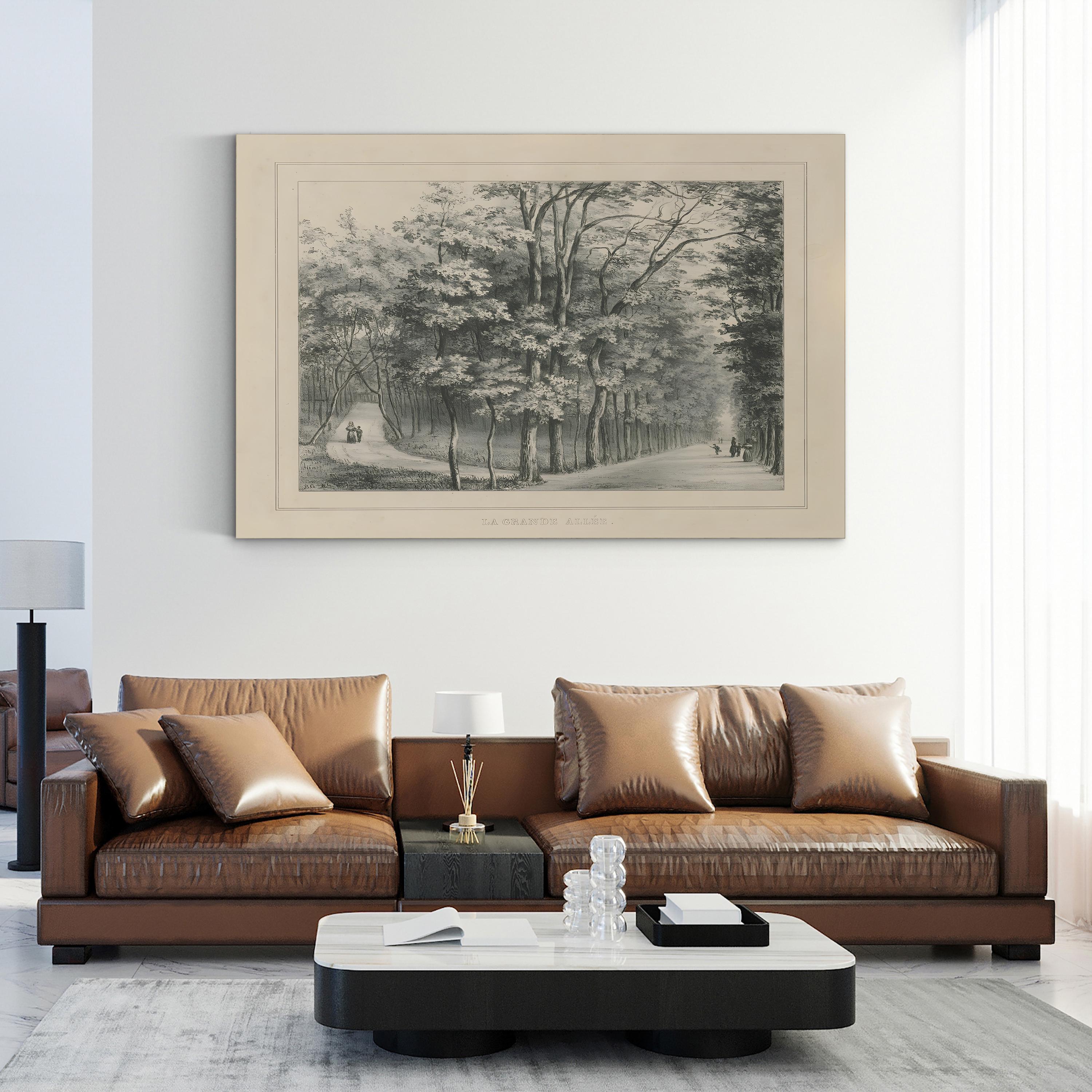 French Park Etching II Wall Art – 19th Century French Landscape Canvas Print