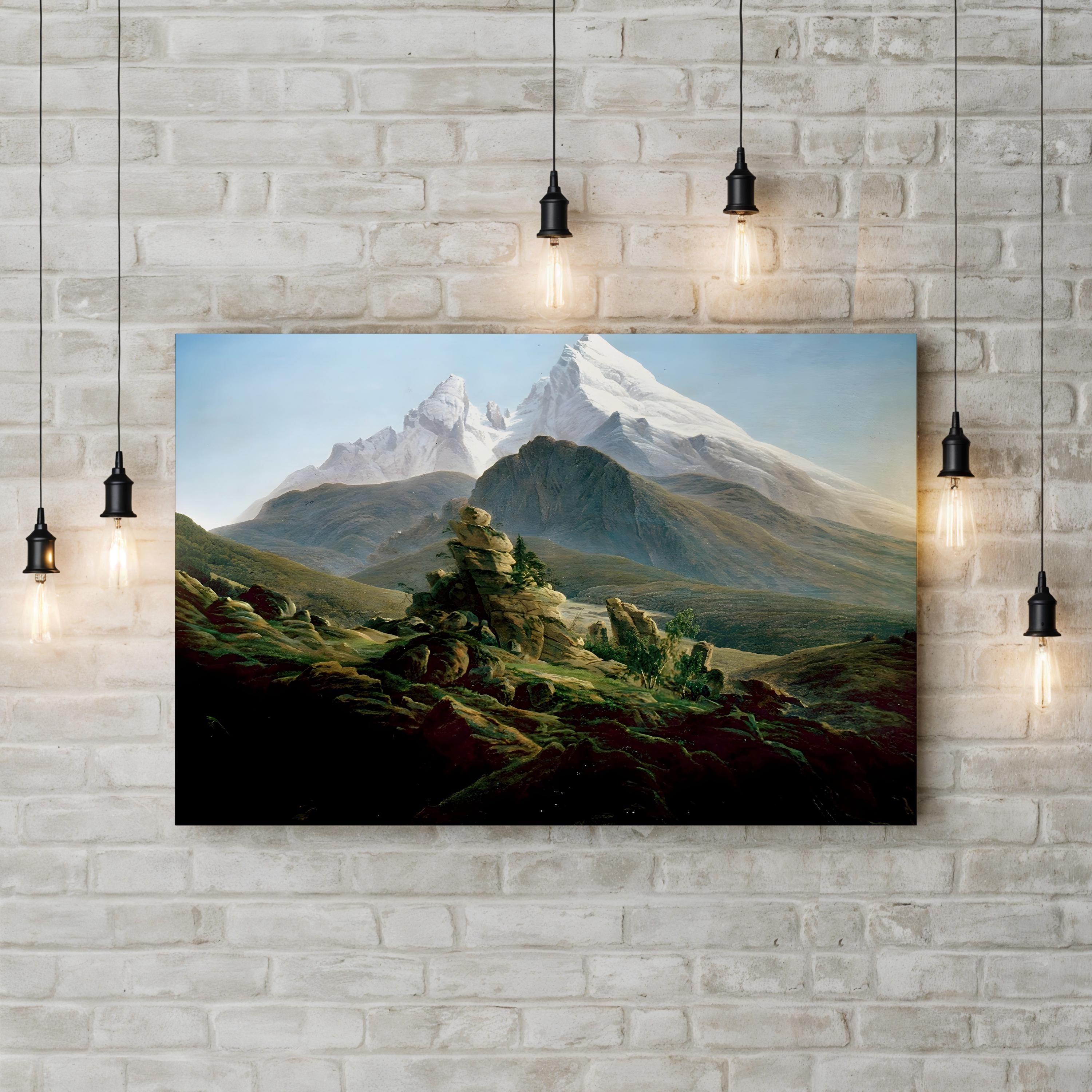 Friedrich, Watzmann Wall Art by Caspar David Friedrich – 19th Century Romantic Alpine Landscape Canvas Print