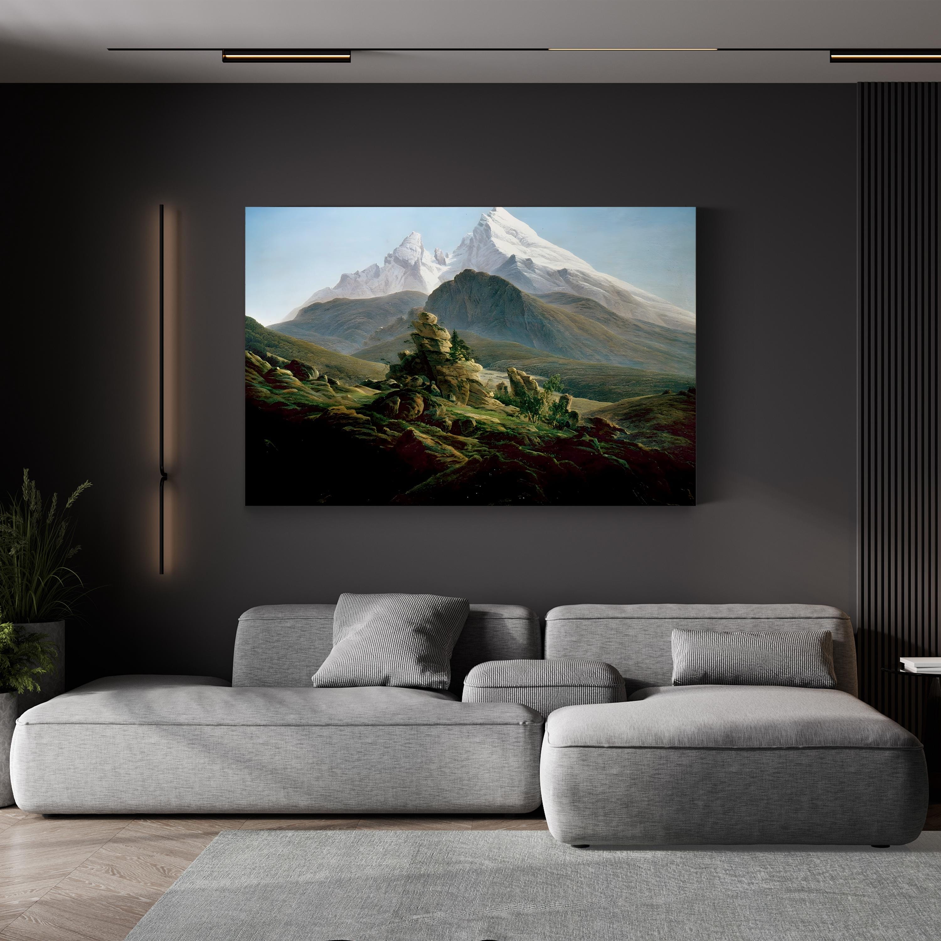 Friedrich, Watzmann Wall Art by Caspar David Friedrich – 19th Century Romantic Alpine Landscape Canvas Print