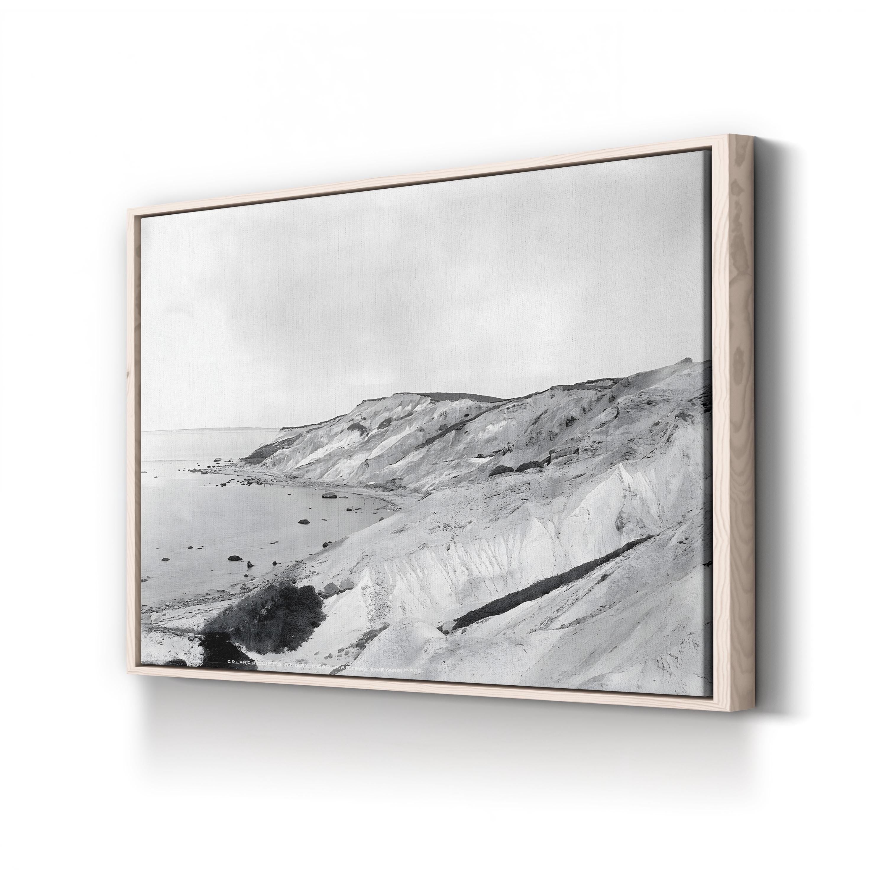 Gay Head Cliffs, c.1903 Vintage Canvas Print – Martha’s Vineyard Black and White Coastal Photography