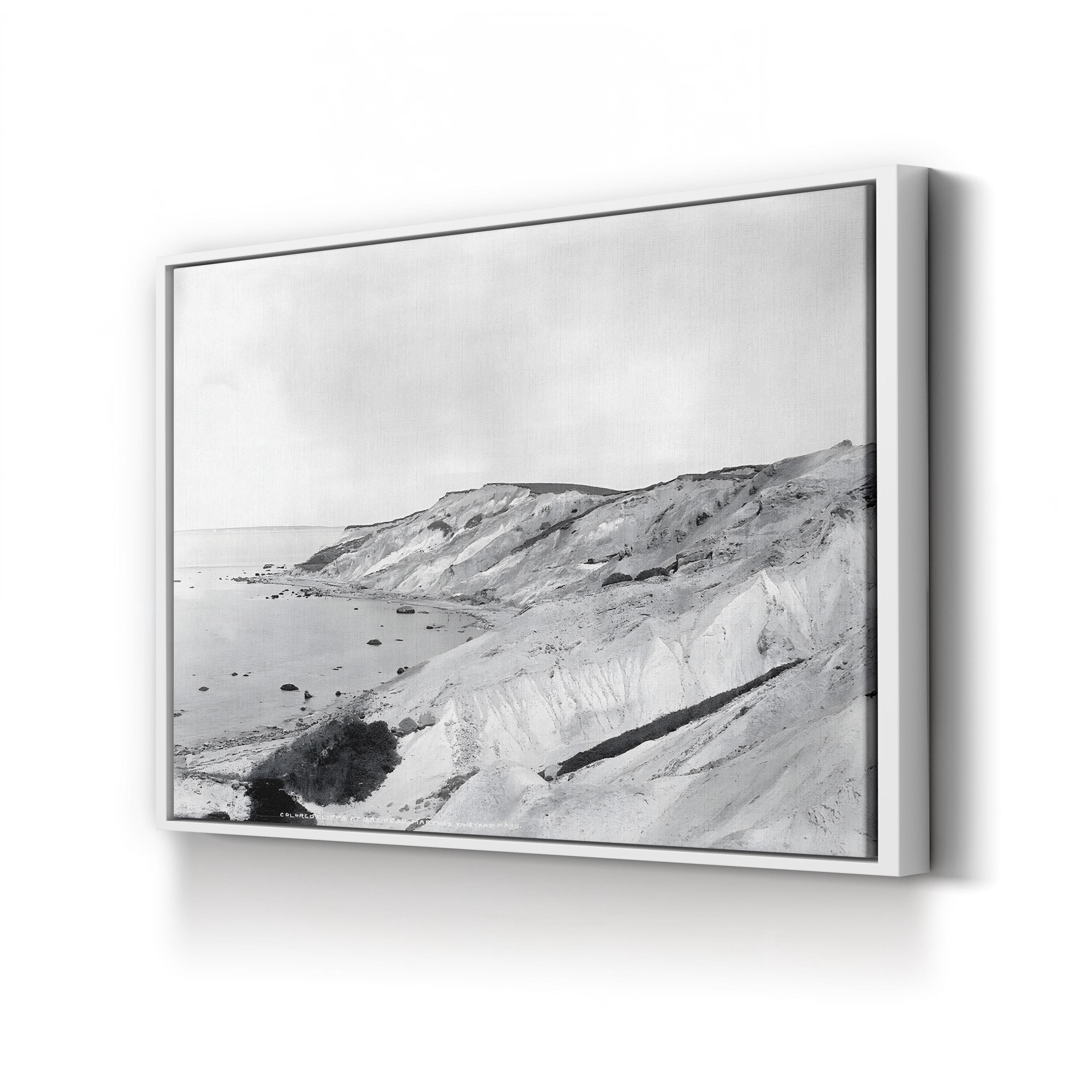 Gay Head Cliffs, c.1903 Vintage Canvas Print – Martha’s Vineyard Black and White Coastal Photography