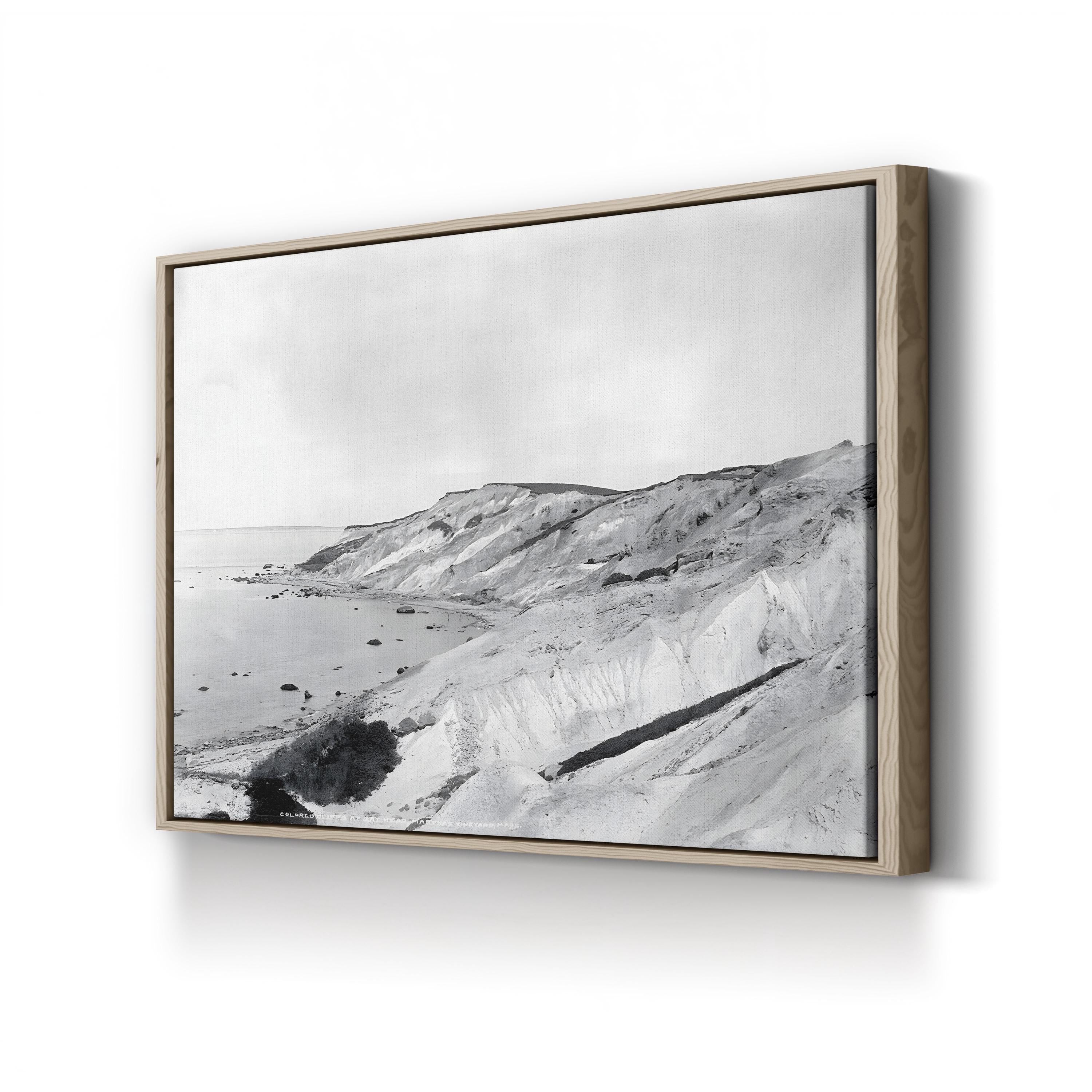 Gay Head Cliffs, c.1903 Vintage Canvas Print – Martha’s Vineyard Black and White Coastal Photography