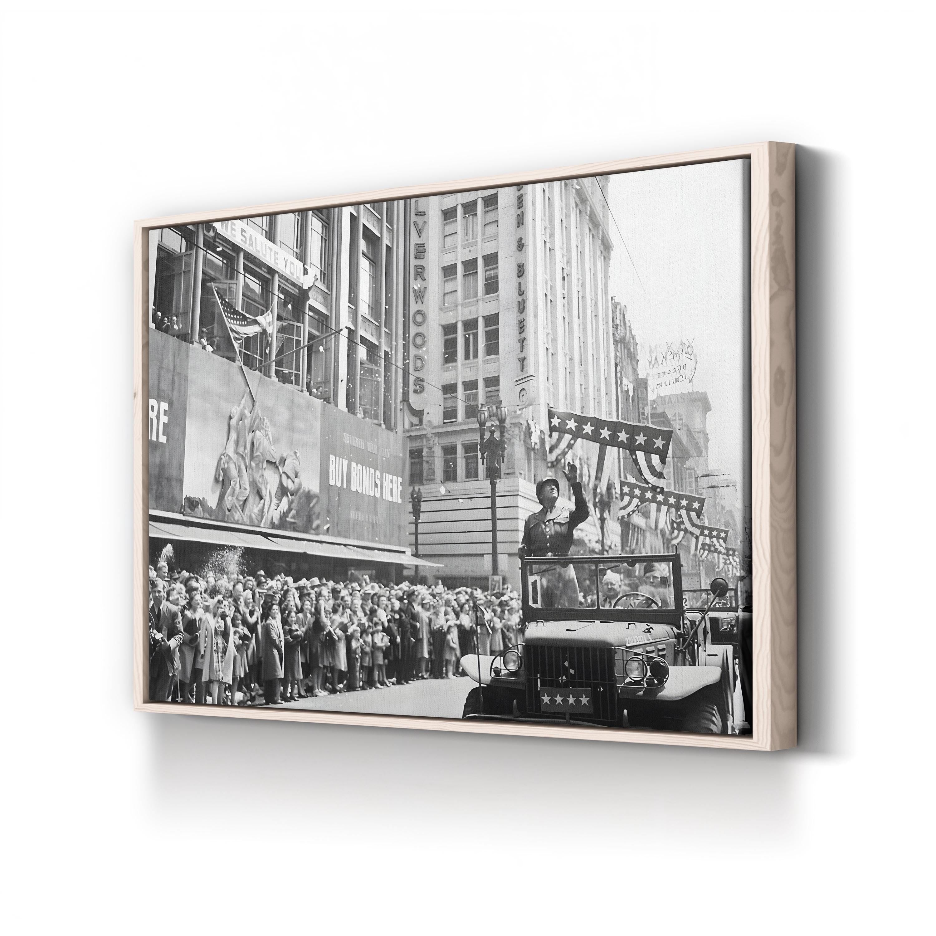 General George Patton WWII Victory Parade Canvas Art – Historic American Military Photography Print