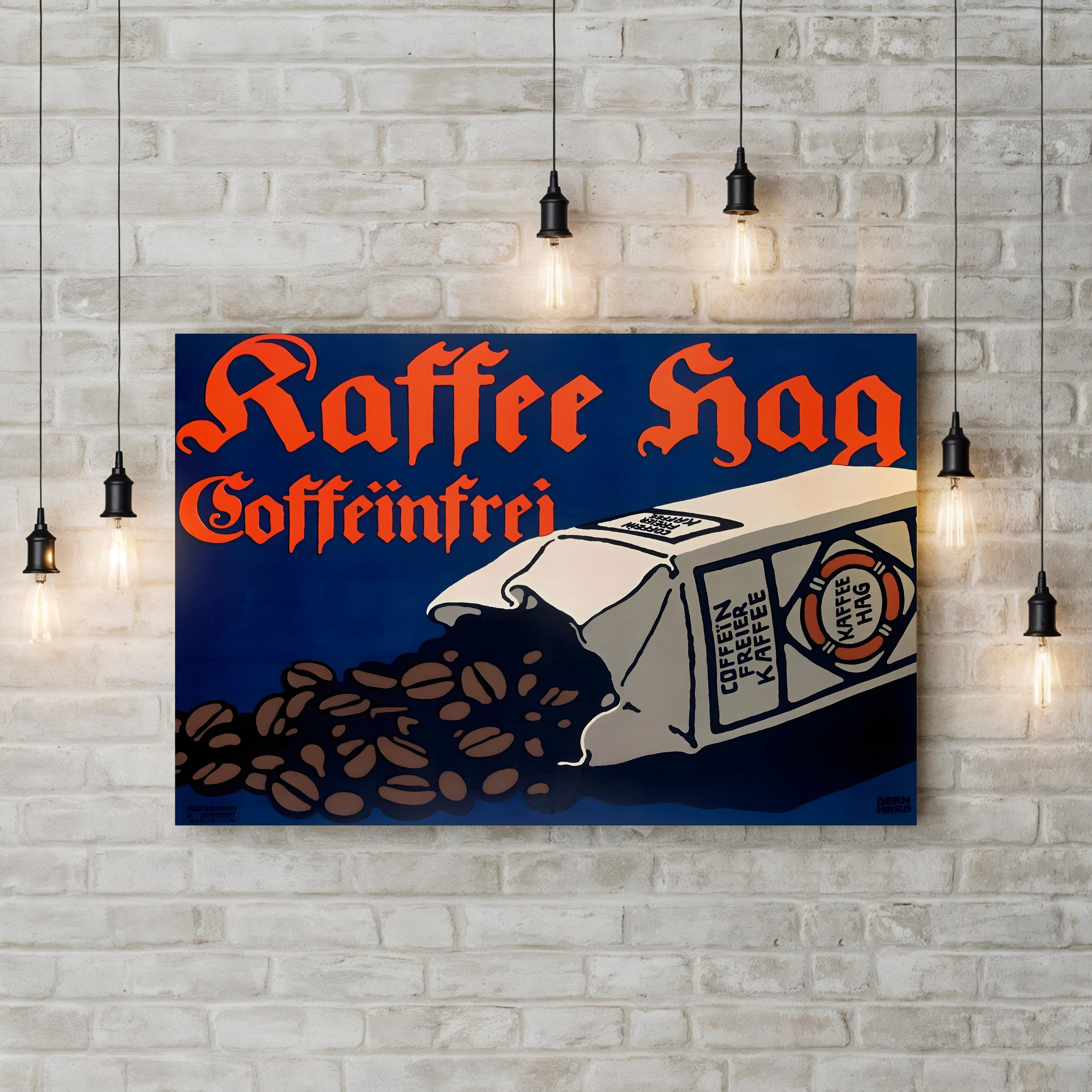 German Kraft Hag Coffee Wall Art – Vintage Café Advertisement Canvas Print