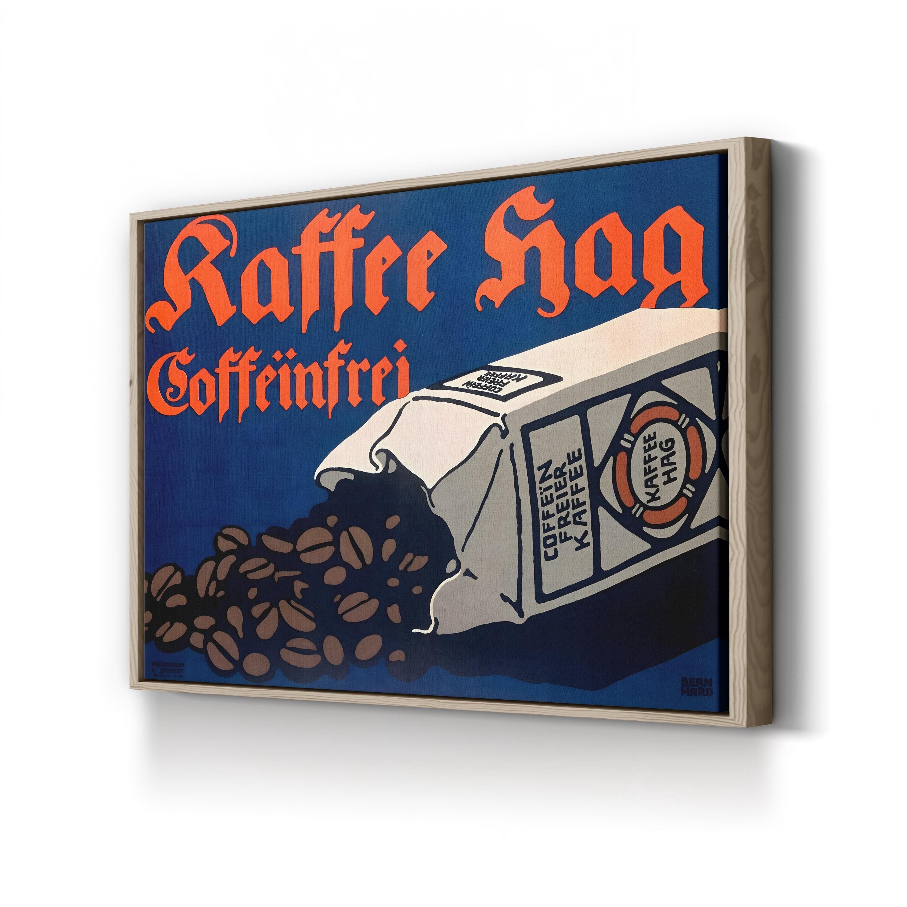 Kaffee Hag by Lucian Bernhard canvas print in Oak frame