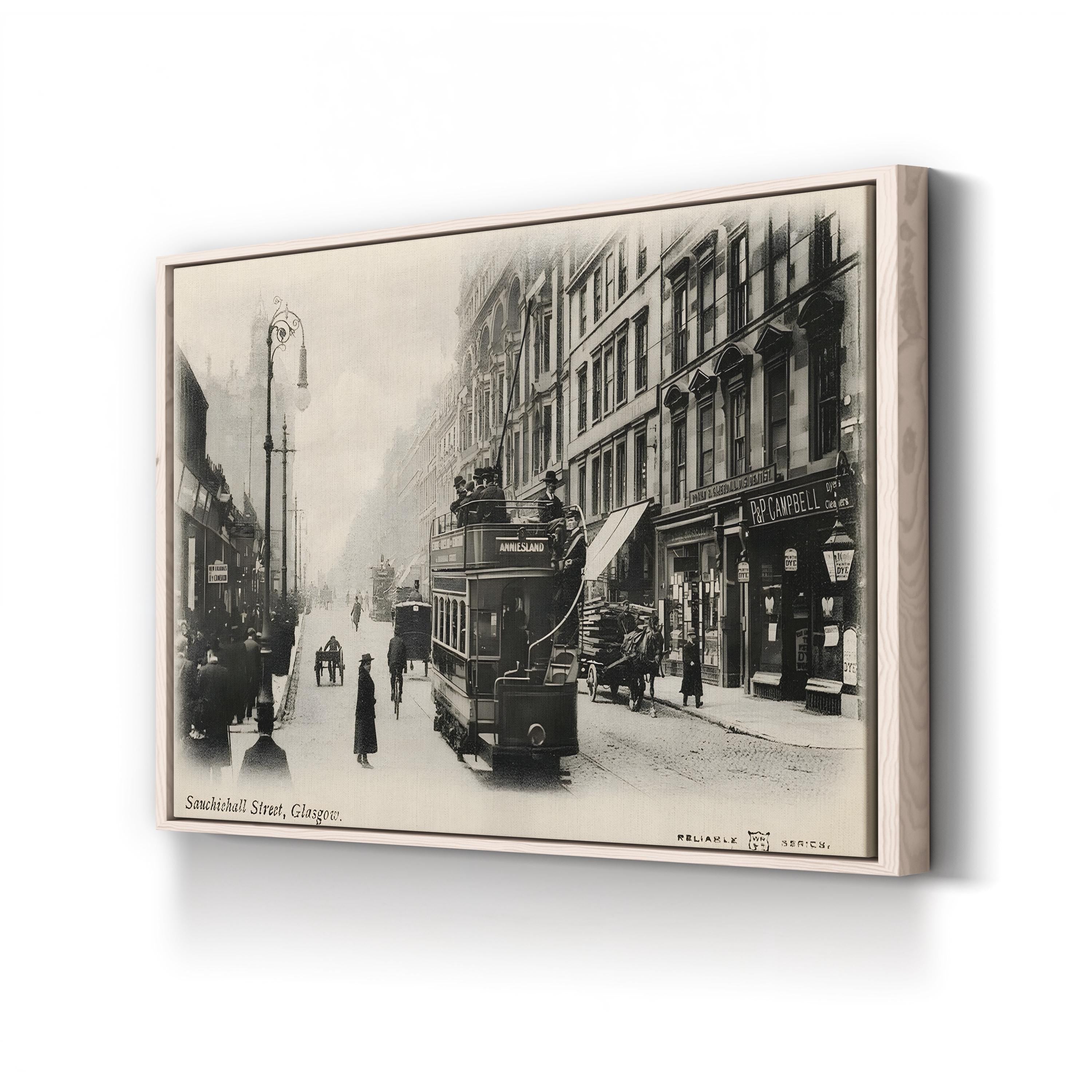 Glasgow Sauchiehall Street Tram – Vintage Photography Wall Art | Cityscape Canvas Print